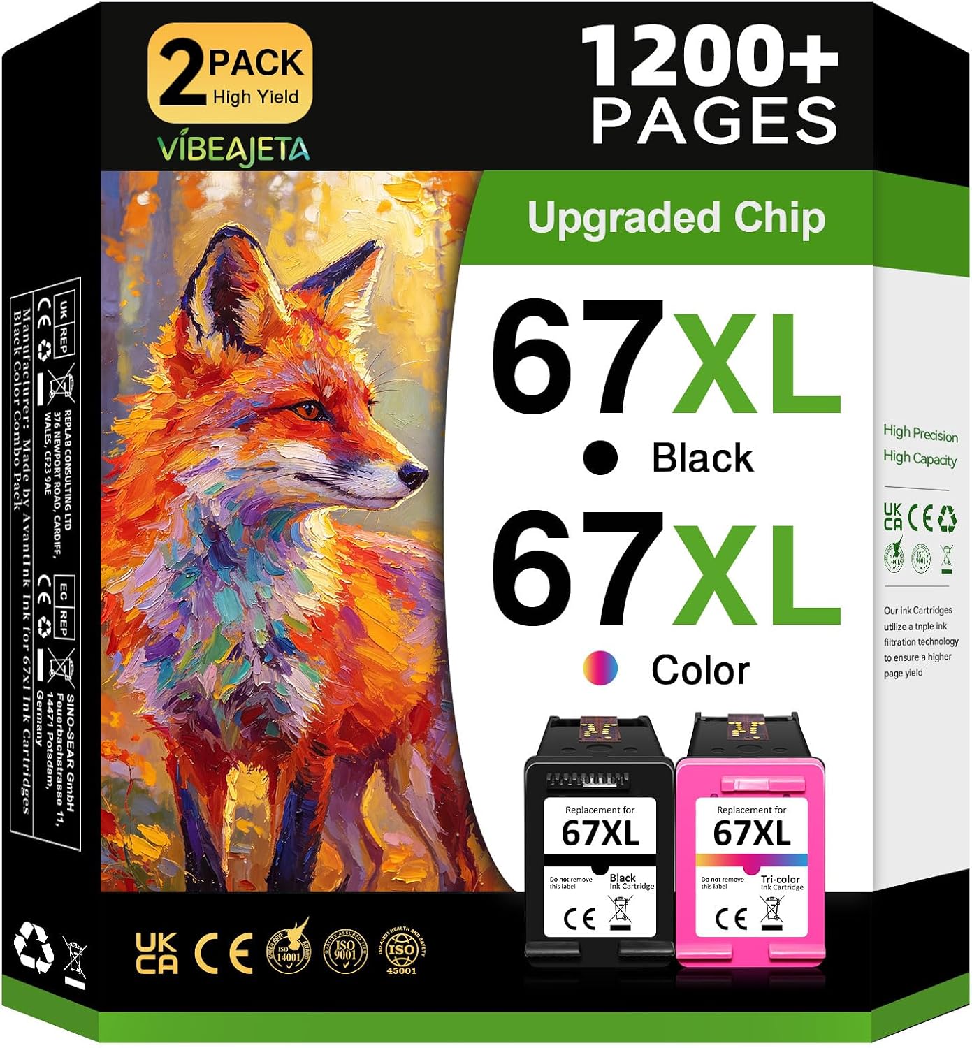67 Ink Cartridges Black/Color Replacement for HP Ink 67 Work for HP DeskJet 2755e 2855e 2700 2700e 4155e 2734e 2827e 4100e Envy 6055 6455e Printer