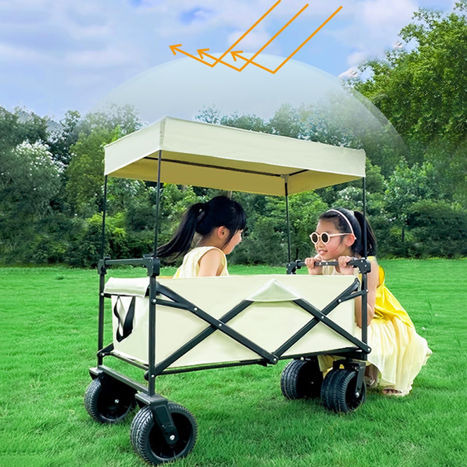 Carro plegable con ruedas, protección solar, carro, toldo, toldo para camping al aire libre, carrito de playa, toldo