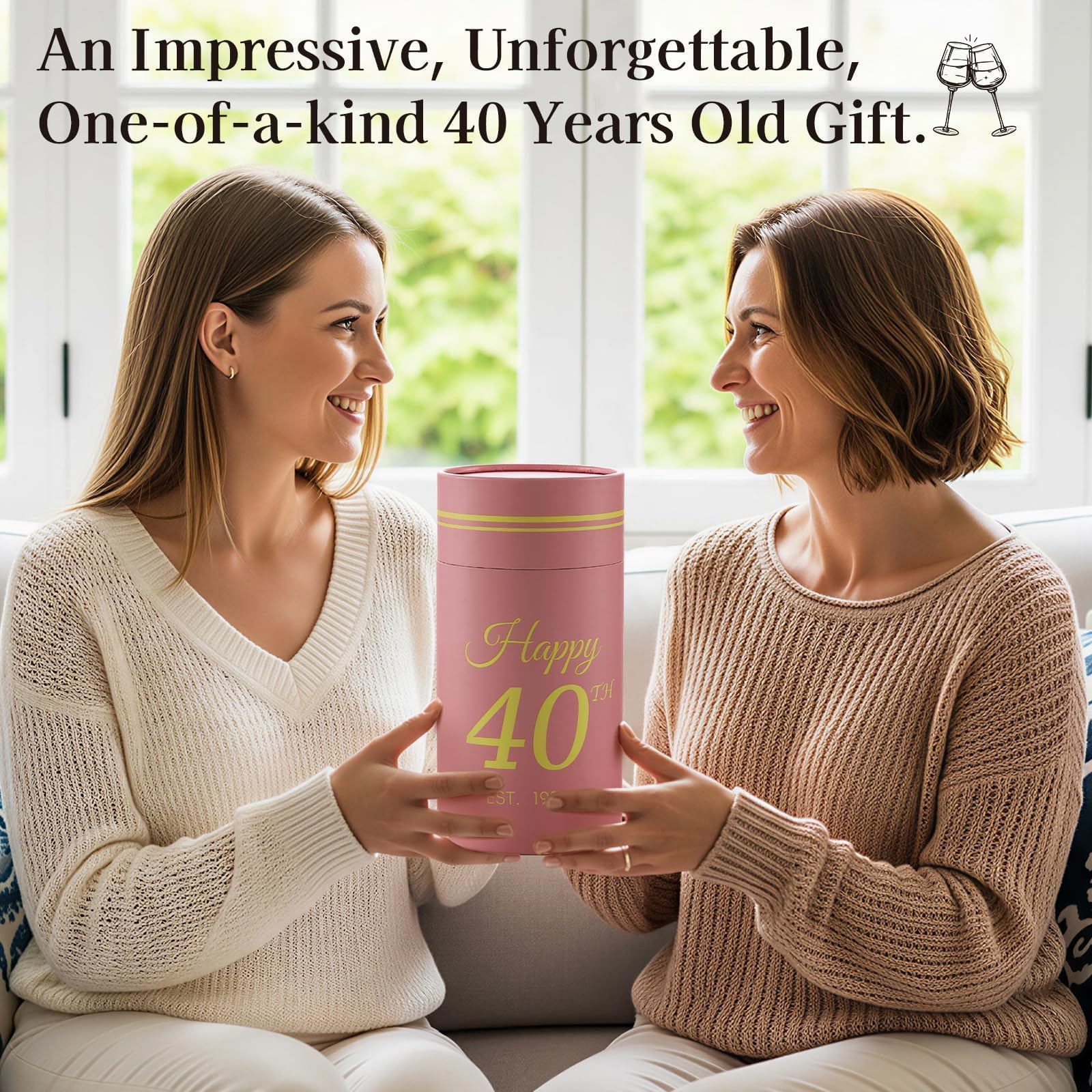 40th Birthday Gifts for Her - Limited Edition Wine Glass Gift Box Set​ - Unique 40th Bday Gifts Ideas for Women, Friends, Sister, Mom, Wife, Daughter - 40 Years Old Gift, Party Decorations Supplies