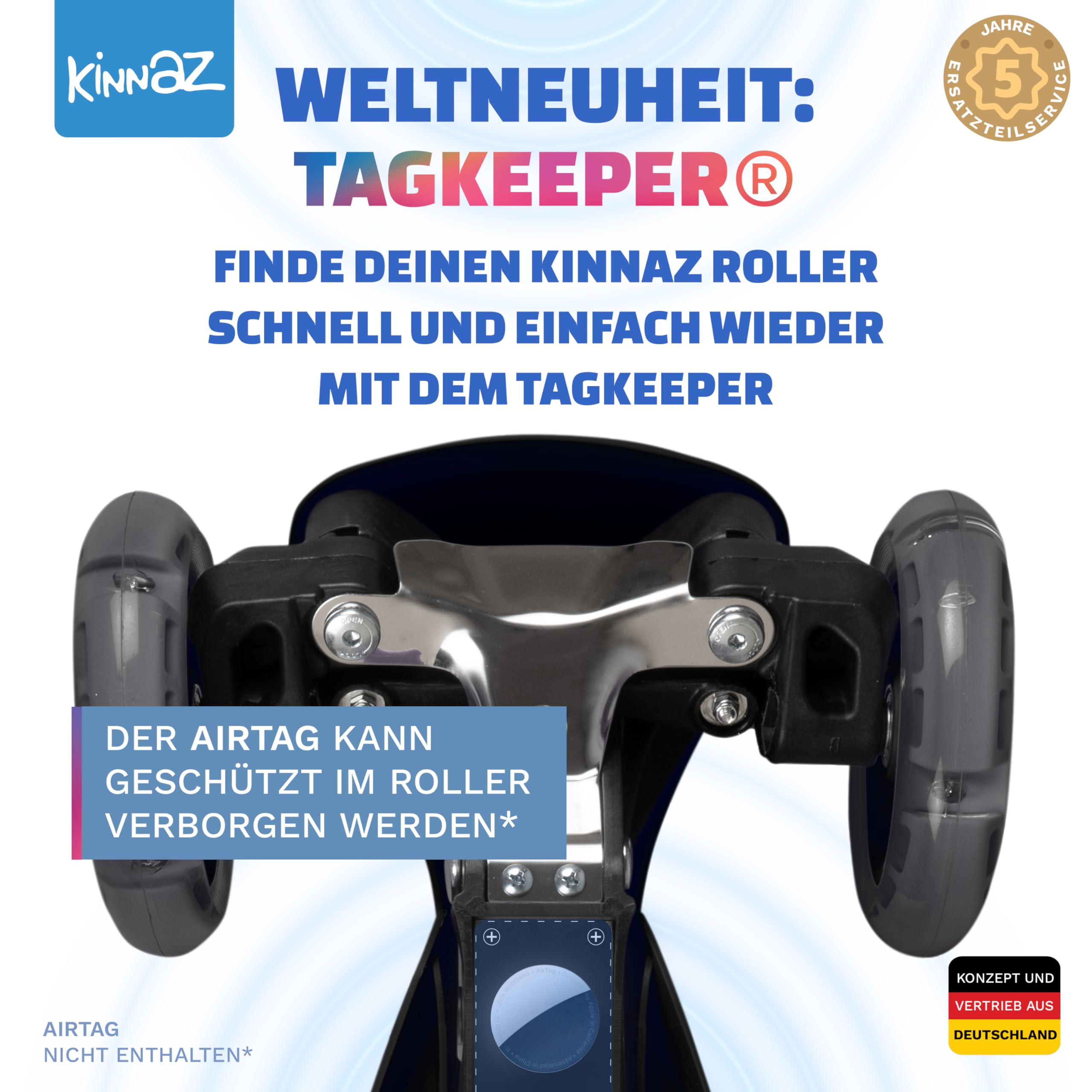 Kinderroller kinnaz ONE, LED Räder, Faltbar, Mitwachsend, 2-7 Jahre, Focus Empfehlung, Roller Kinder 2 Jahre, ab 3 Jahre, Tretroller, kein Wegwerfprodukt, über 100000 verkauft, aus Hamburg