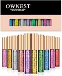 Ownest 10 Colors Liquid Glitter Eyeliner Metallic Shimmer Glitter Eyeshadow Long Lasting Waterproof Shimmer Sparkling Eyeliner Eye Shadow-10pcs | Metallic Shimmer Eyeshadow Set, Lasting Waterproof Shimmer Sparkling Liquid Eyeliner & Shadow Duo, Glitt