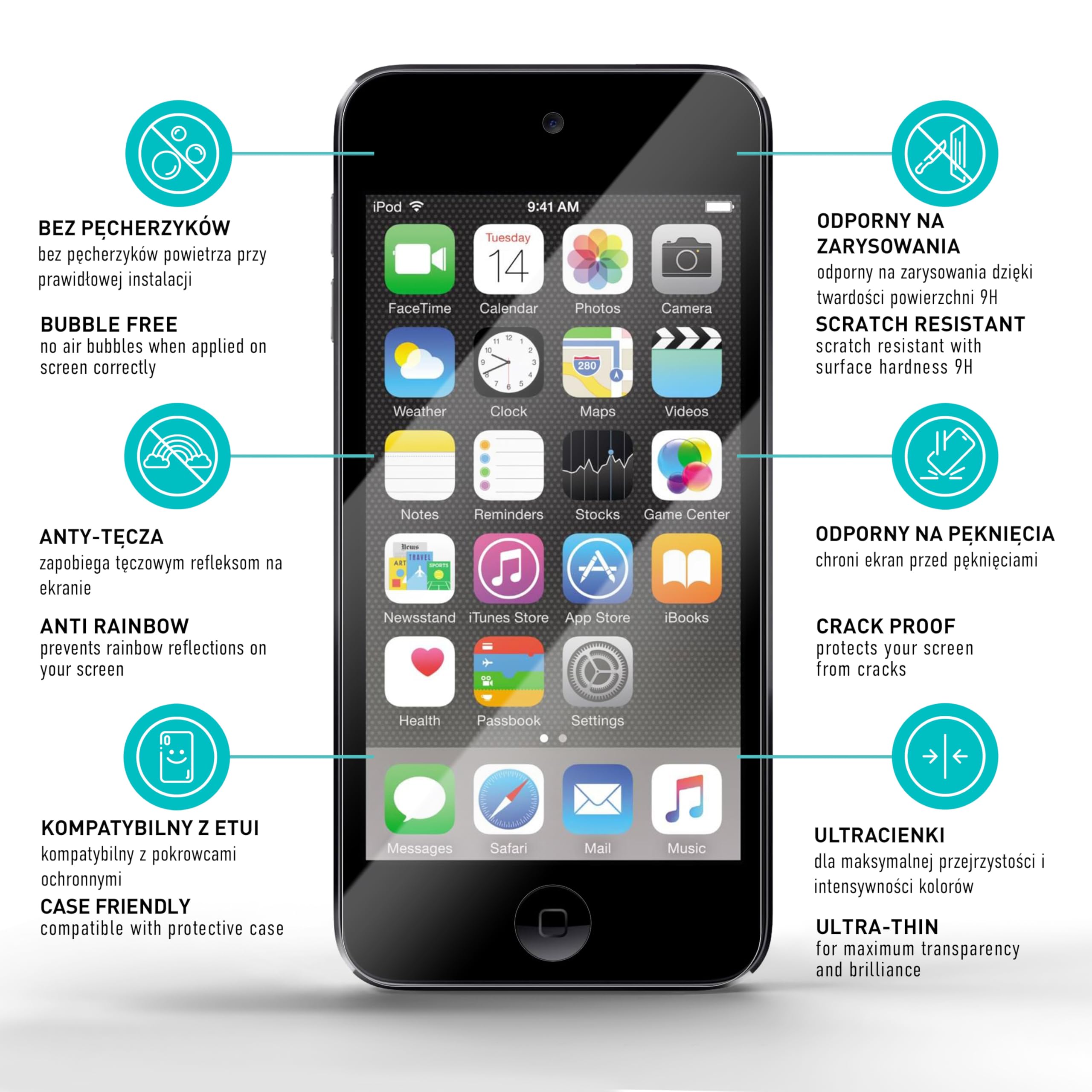 smartect Szkło Hartowane [3 Sztuki, Clear] dla iPod Touch 7G / 6G / 5G, Szklana Ochrona Ekranu 9H, Ochraniacz Ekranu bez Pęcherzyków, Bez Odcisków palców