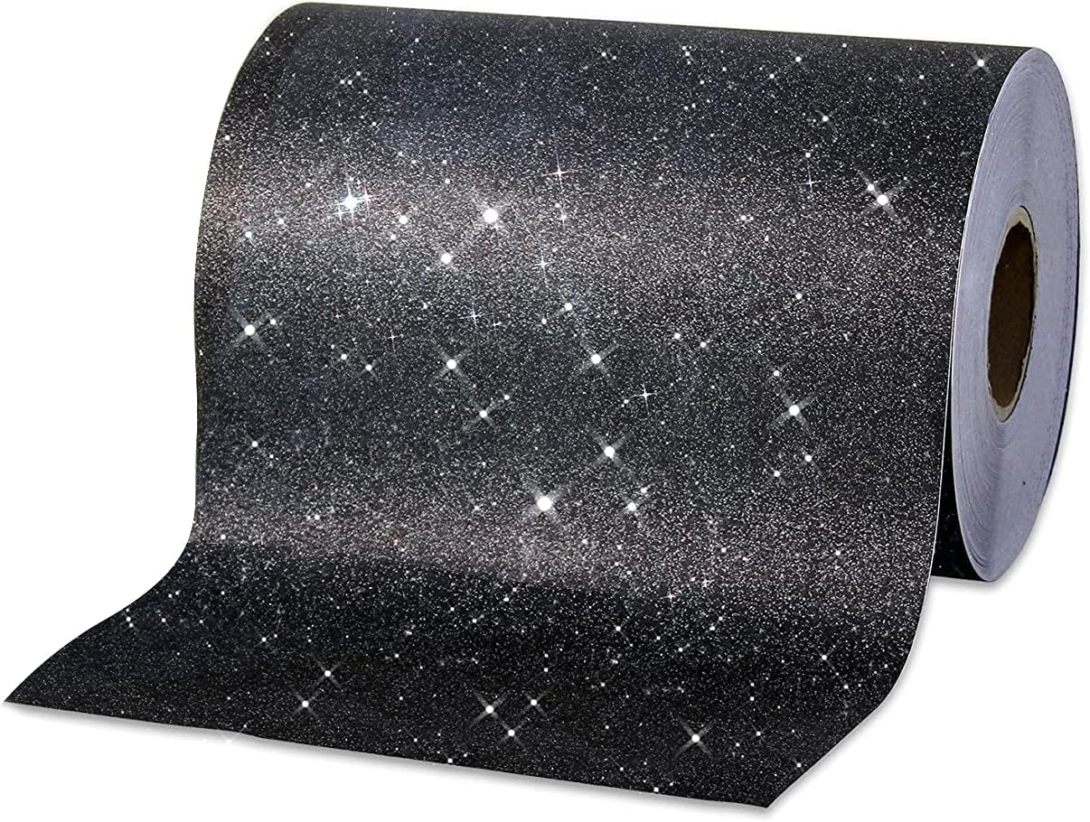 VViViD Glitter Black DECO65 Permanent Adhesive Craft Vinyl Roll (100ft x 1ft)