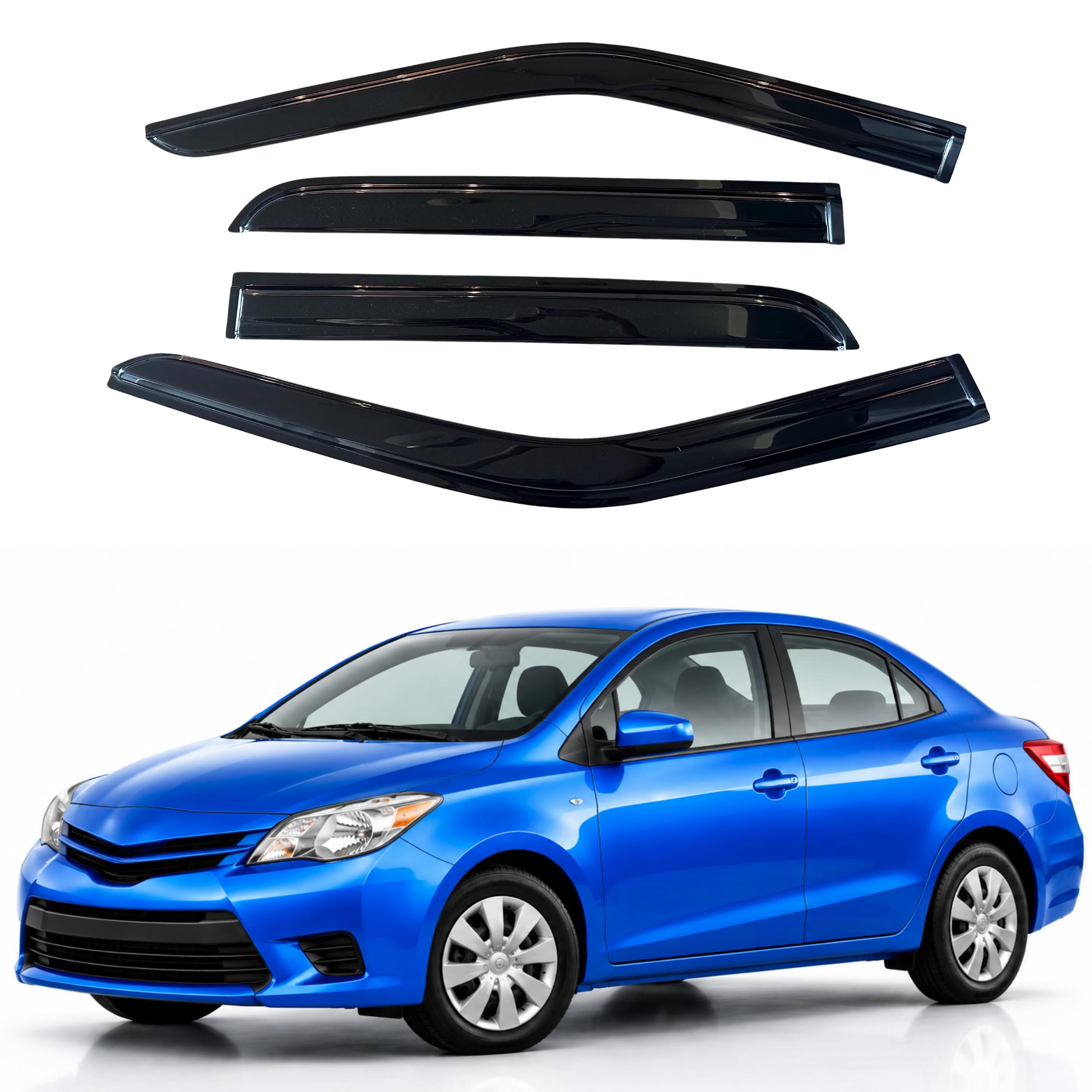IG Window Visors Fit for 2014-2019 Toyota Yaris Sedan, Out-Channel Rain Guards Vent Wind Deflectors 4PC, Car Accessories for 14-19 Yaris Sedan (Excludes Hatchback)