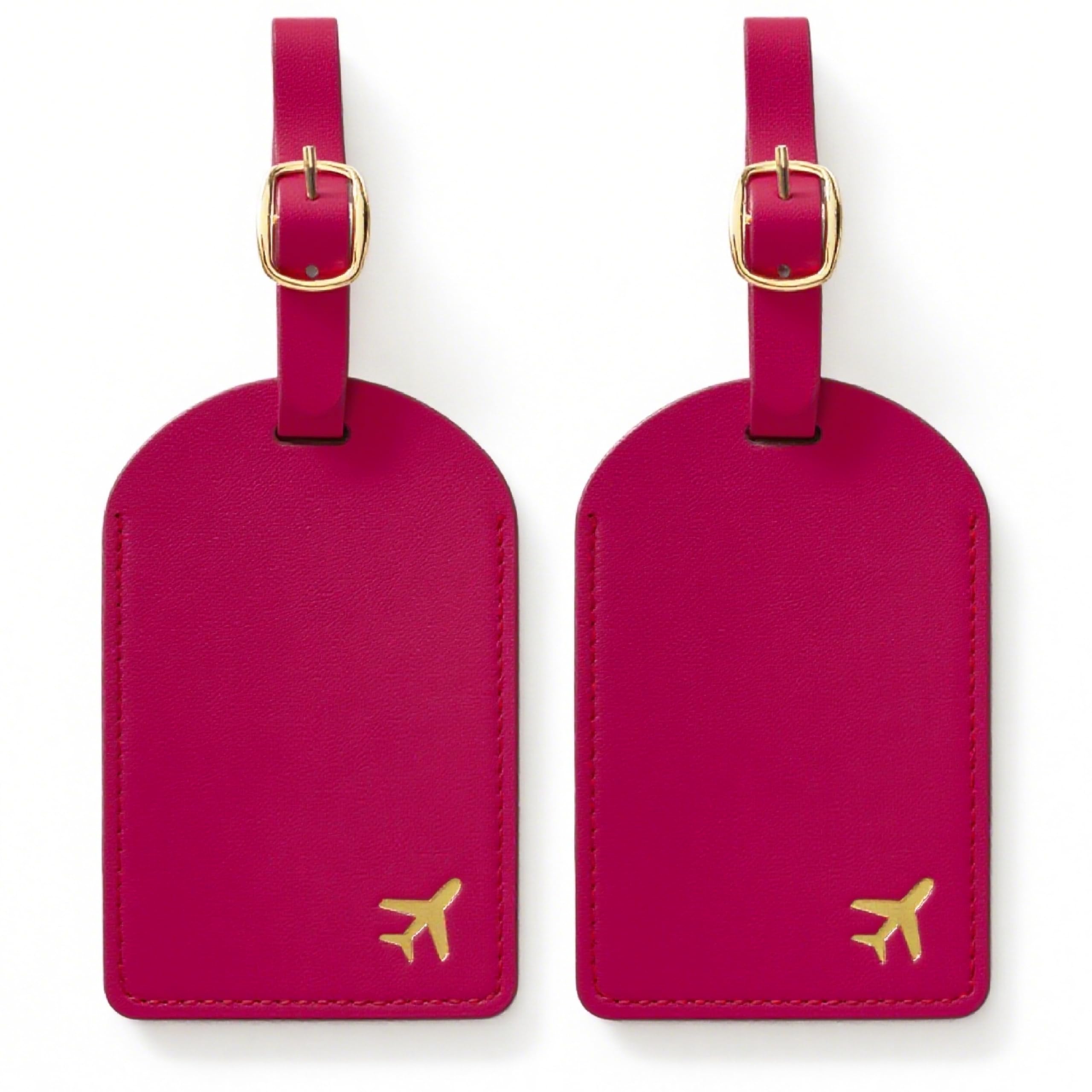 toTravelGear Luggage Tags for Suitcases,2 Pack PU Leather Privacy Protection Bag Tags Travel Accessories Essentials,Wine Red