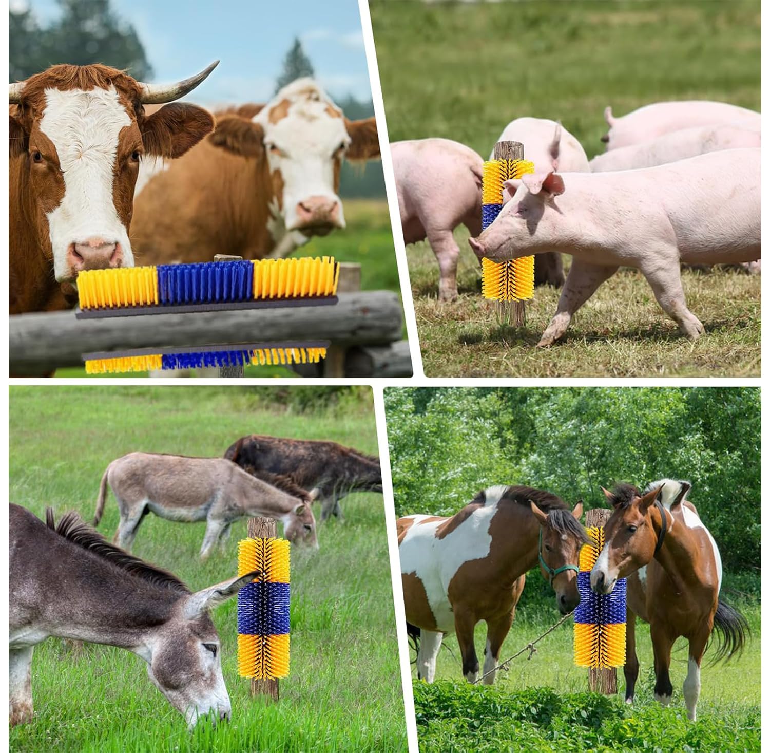 2/4PCS Spazzola fisica del graffio del bestiame, massaggio fisico della capra della mucca del cavallo | Spazzola resistente per graffi fisici con 8 viti, ideale per cavalli, mucche e capre, pulizia e auto-graffio