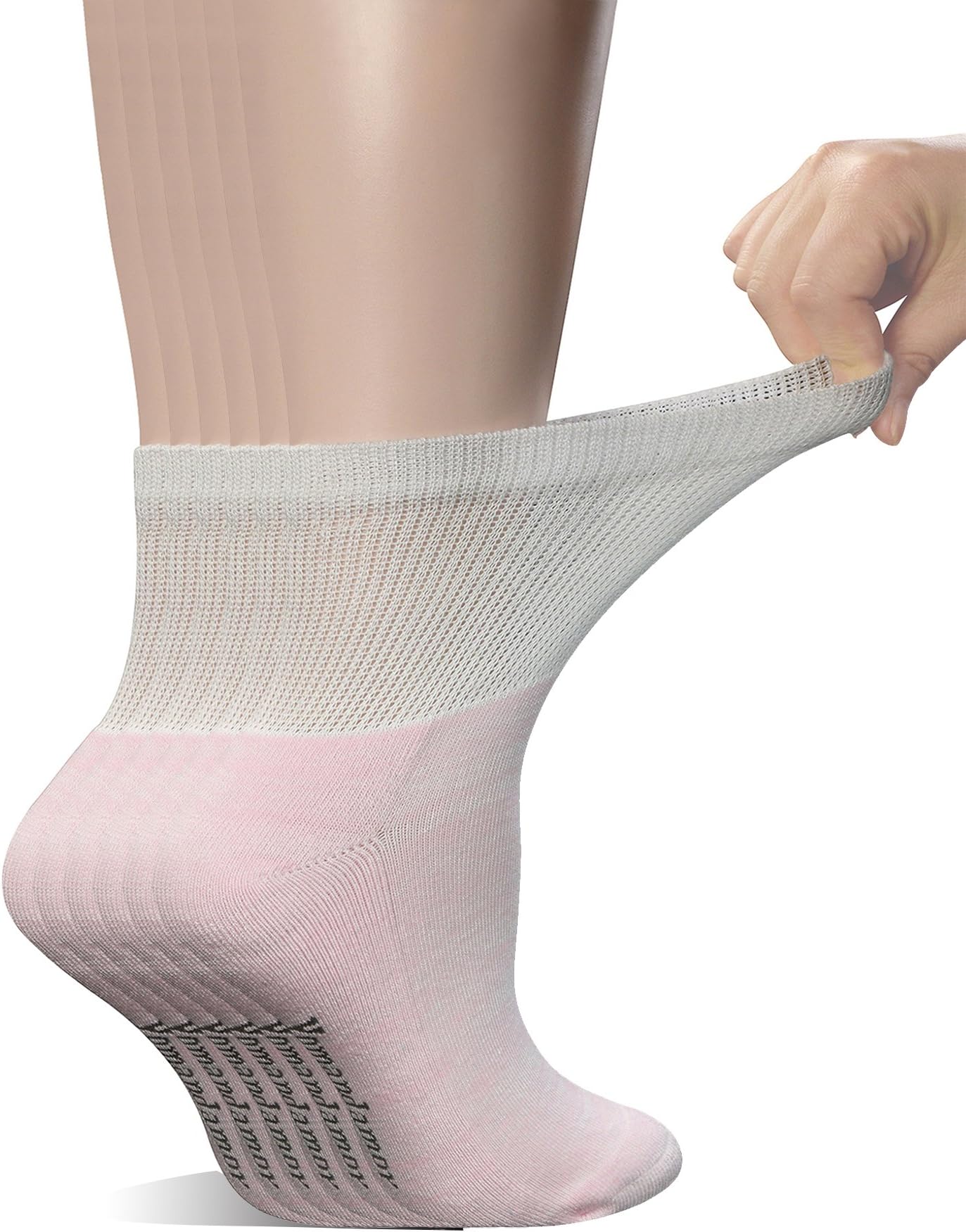Yomandamor Women's 6 Pairs Diabetic Ankle Socks with Non-Binding Top And Cushion Sole,L Size(Socks Size:9-11)