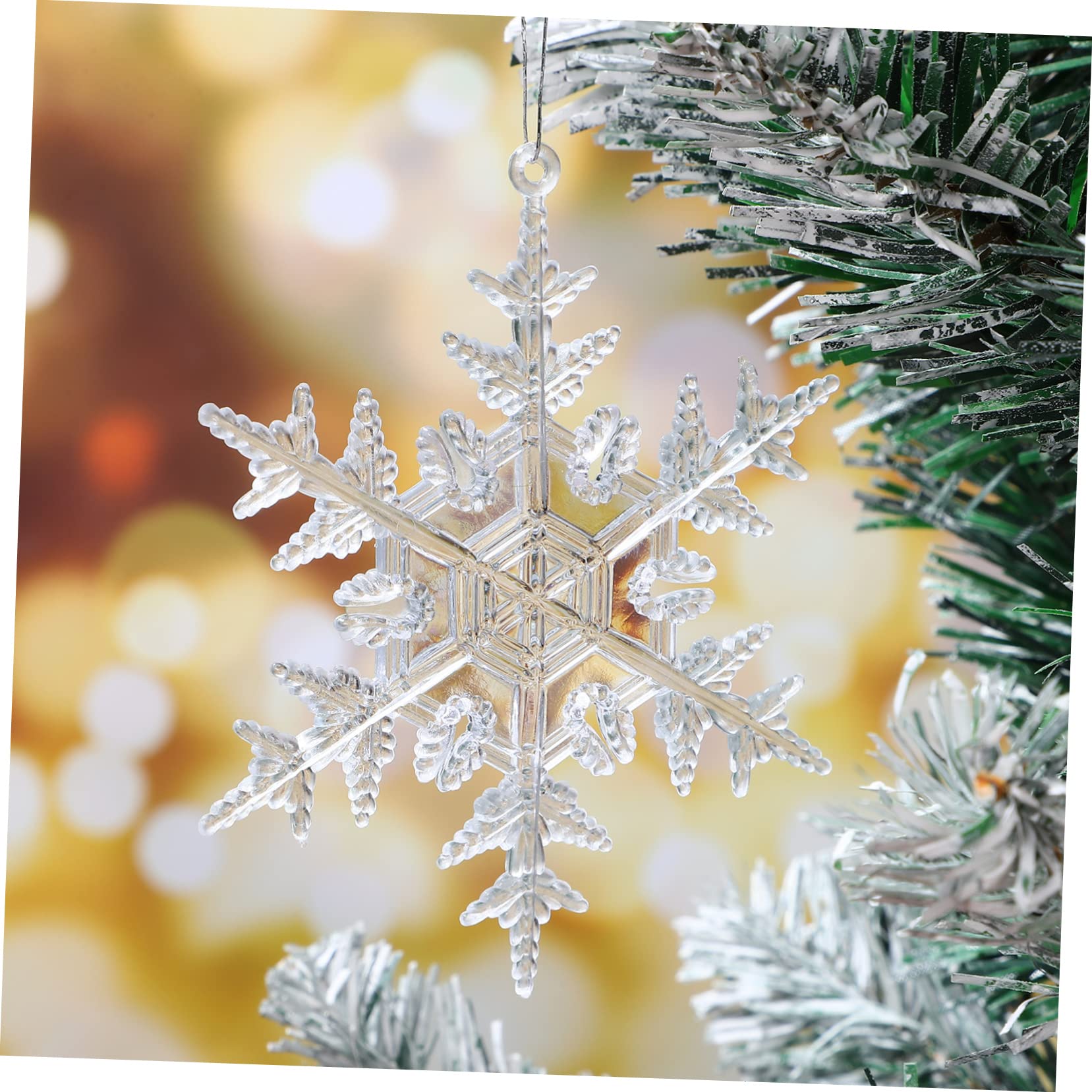 PRETYZOOM 54 STK Transparenter Schneeflocken-anhänger Weihnachten Hängende Acryl-Schneeflocke Weiße Schneeflockenornamente Weihnachten Hängende Schneeflocken Winterschneeflockendekoration