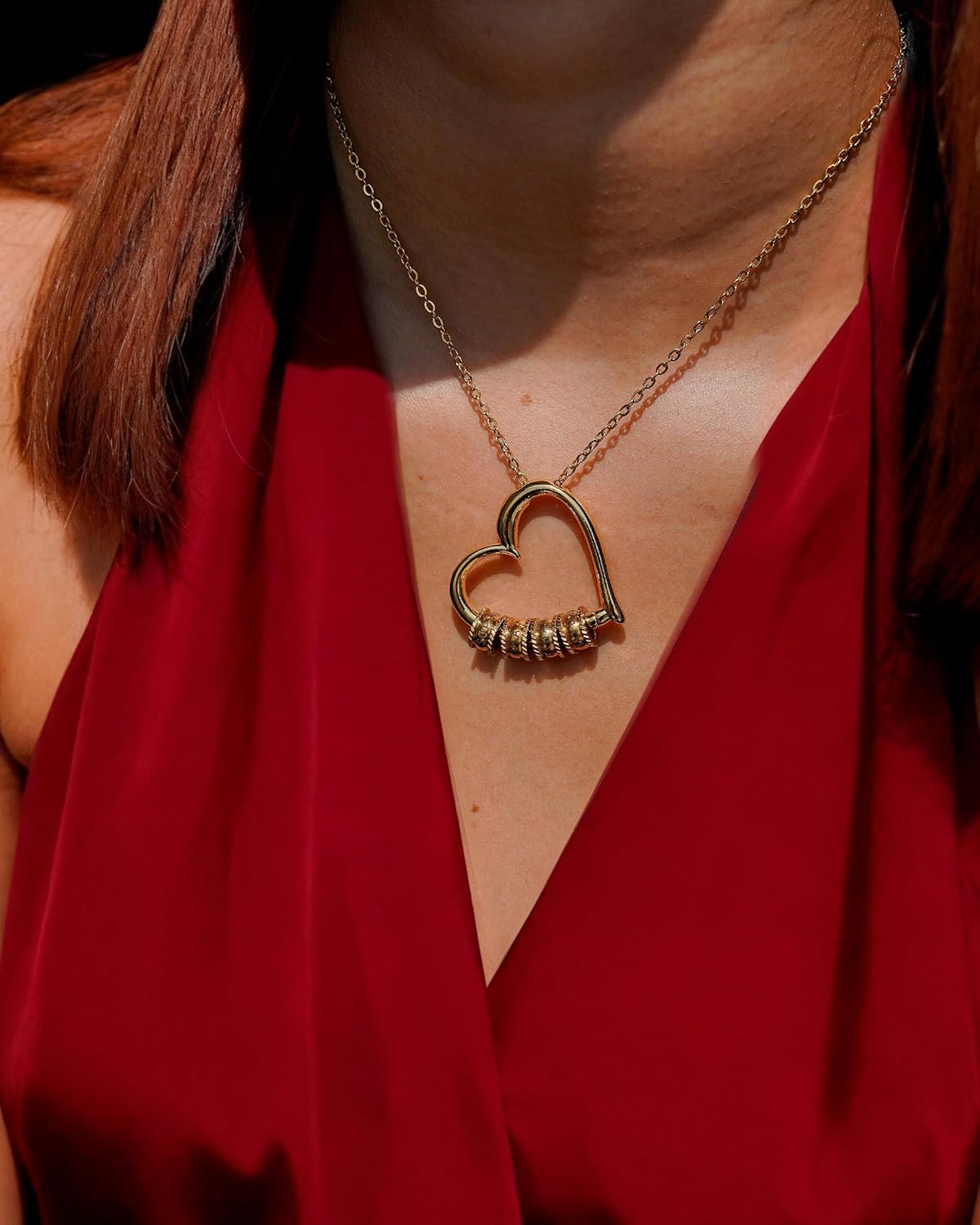 personalized necklace for wife engraved heart pendant front view