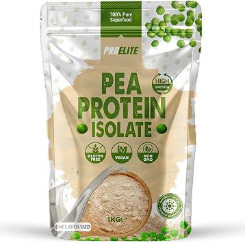 Pea Protein Isolate Powder 1kg Vegan 100% Plant Protein Gluten-Free, Vegetarian Protein Powder Shake for Superfood Super Greens Dairy Free Shakes by PROELITE 1KG, Unflavoured