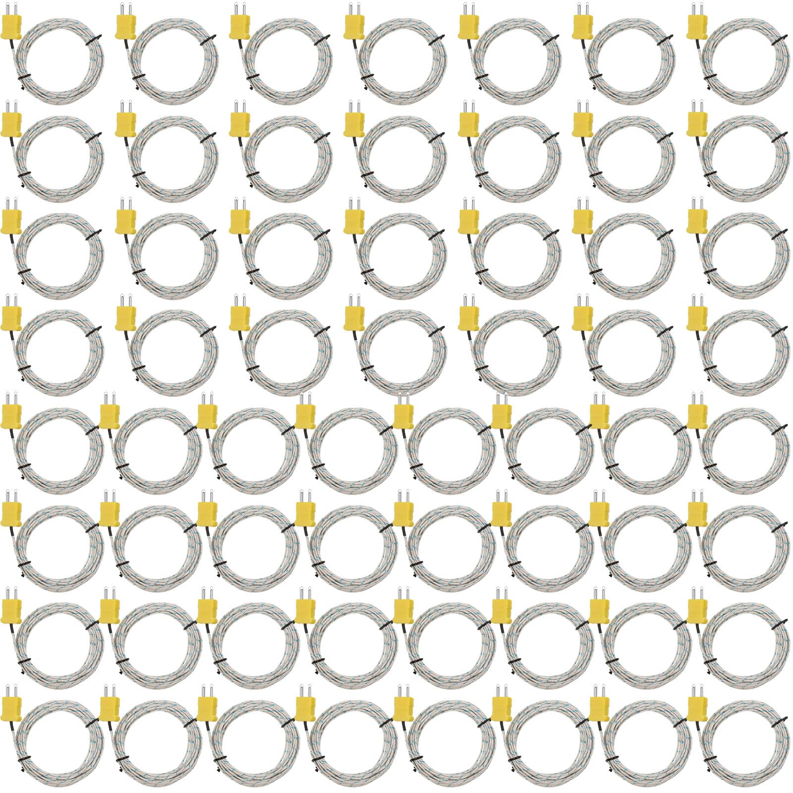 60 Pieces 3 Meters K Type Mini-Connector Thermocouple Temperature Probe Sensor K Type Thermocouple Wire Temperature Sensing Line Measure Range -50 to 400 Celsius, Compatible with TM902C/ TES1310