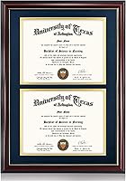 Vista 32 de GraduationMall - Marco para certificado, diploma y documentos con cristal real, aspecto de madera profesional y cuentas doradas, color caoba y blanco