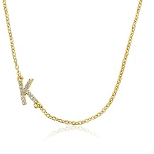 Alphabet Initial Necklace in 14k Gold or Silver Rhodium Plated