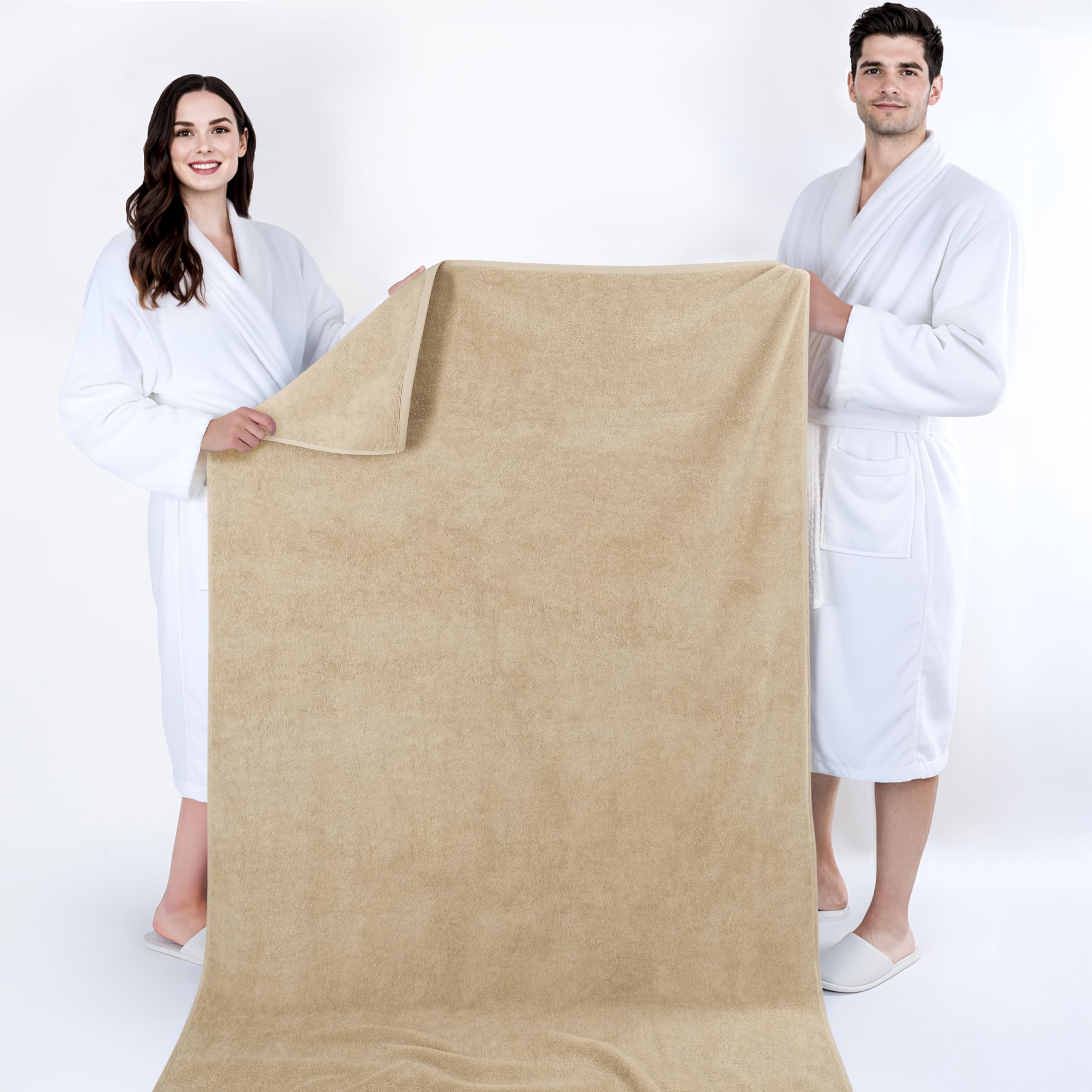 Cotton Paradise Drap de Bain surdimensionné, 100% Coton, 101 x 203 cm, Grande Serviette de Bain Jumbo pour Salle de Bain, Taupe Sable