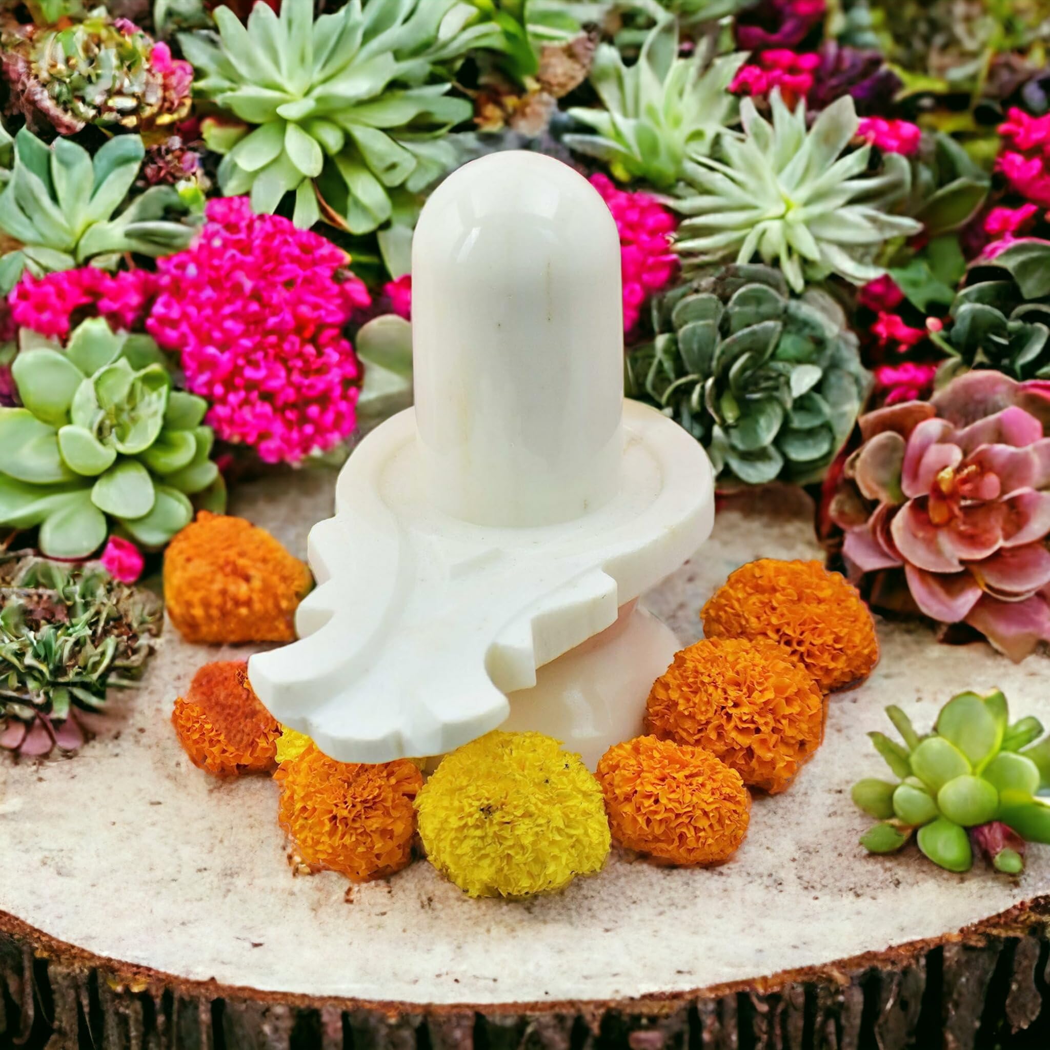 Pooja Creation Store White Marble Sawan Shivling For Home Temples 4 inch,Religious