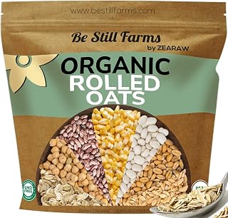 Organic Oatmeal Regular Rolled Oats - Old Fashioned Oat Bulk (2.8 lb) Be Still Farms - 100% Whole Grain | High in Fiber & Protein | USA Grown | USDA Certified | Vegan | Non-GMO | Sugar-Free