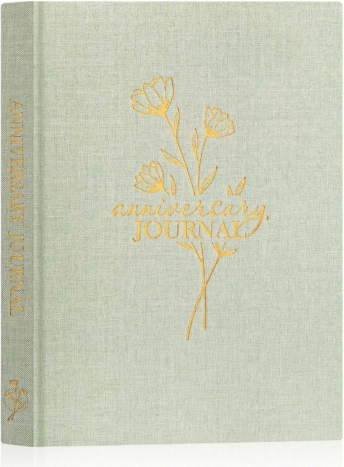 Lanpn Wedding Anniversary Journal Notebook - Linen First Year to 70th Anniversary Scrapbook Memory Book for Couples - Newlywed Marriage Journal Wedding Anniversary Book Gifts (Sage Green, 190 Pages)