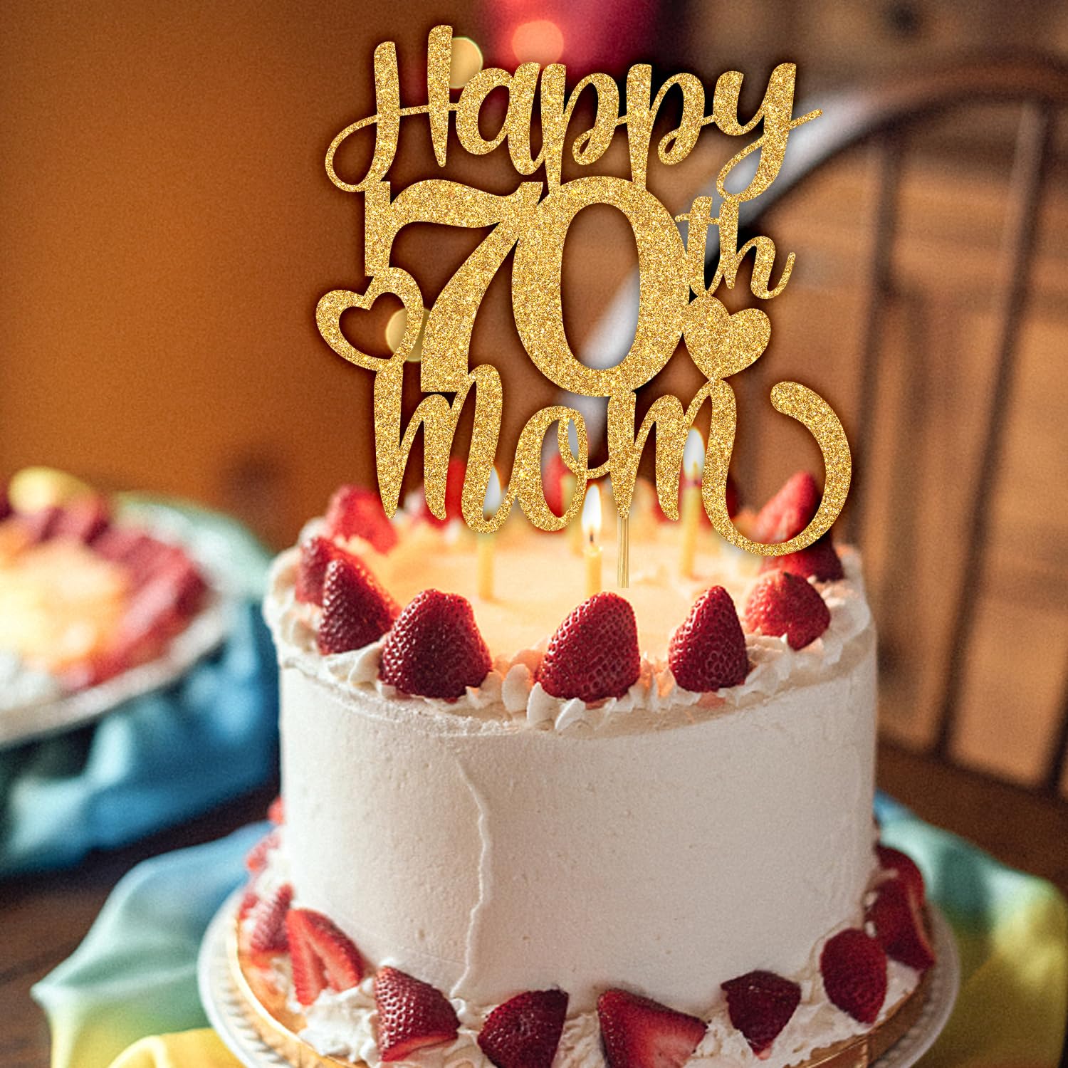 Topper Per Cupcake A Tema Fragola - 30 Pezzi, Carta Glitterata, Per Compleanni, Matrimoni, Feste Bambini