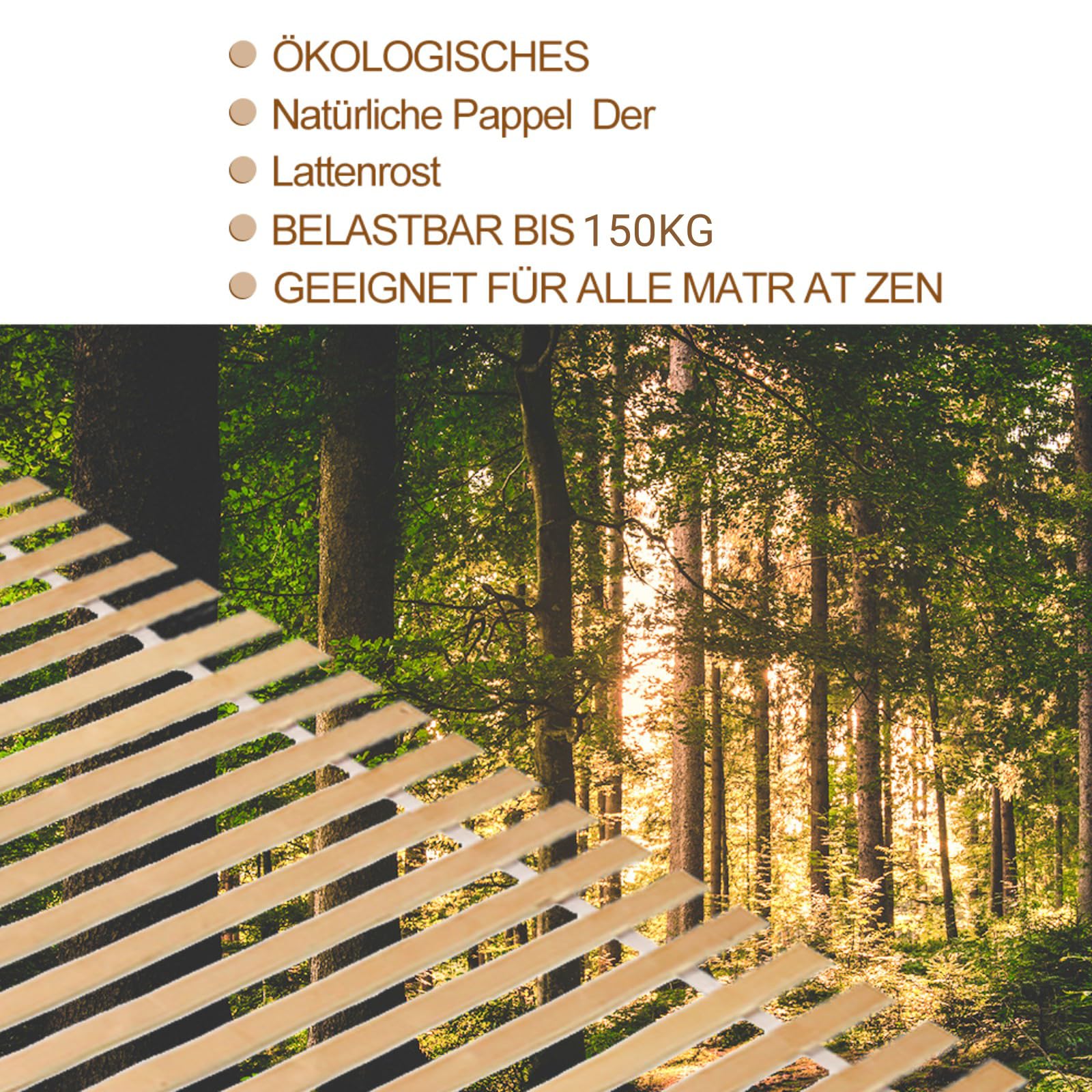 Gimisgu Lot de 2 sommiers à lattes enroulables de qualité supérieure - 90 x 200 cm - Pour votre lit - 28 lattes en bois - Prêt à l'emploi - Lattes en bois - Rouille (2 pièces)