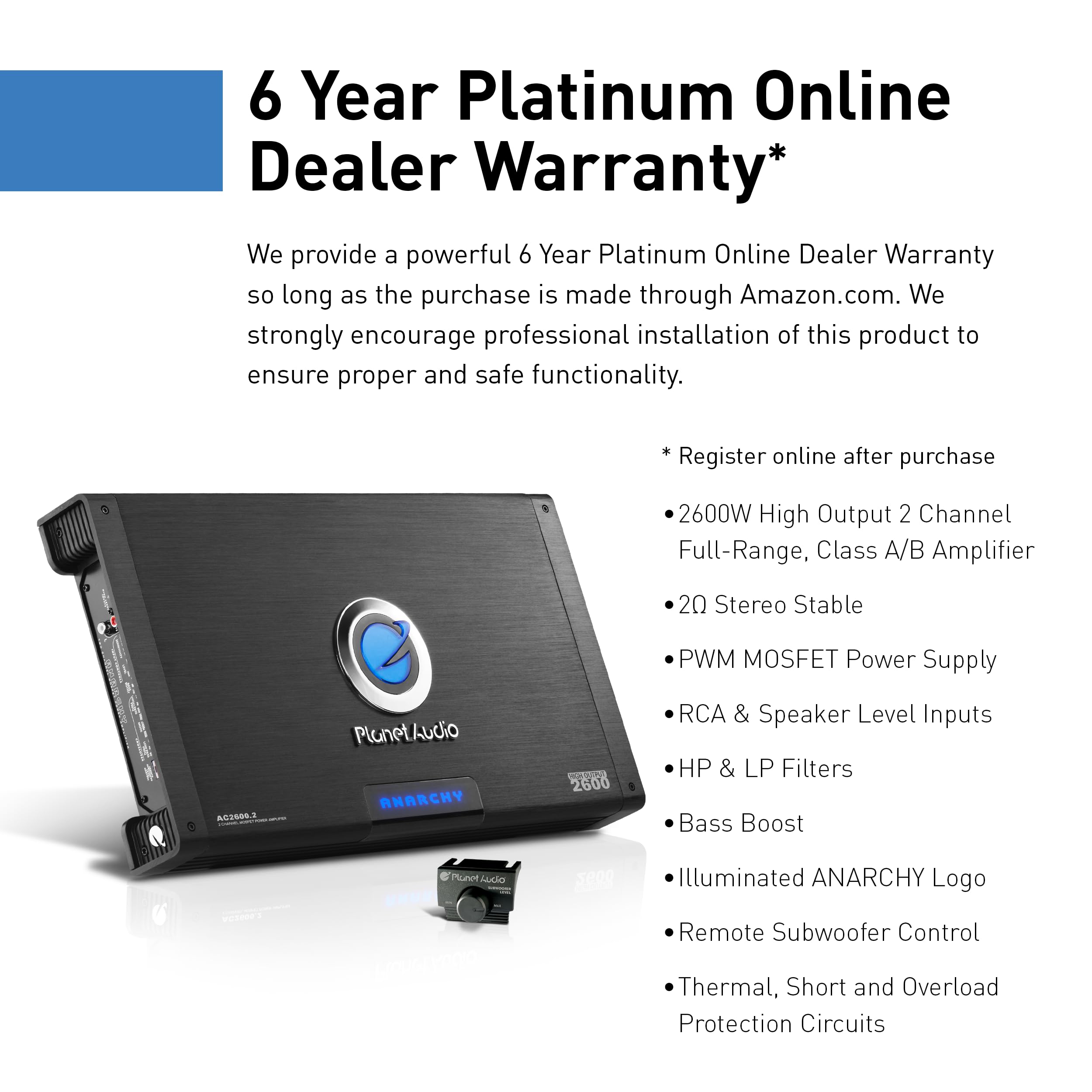 Amazon.com: Planet Audio AC2600.2 Anarchy Series 2 Channel Class A