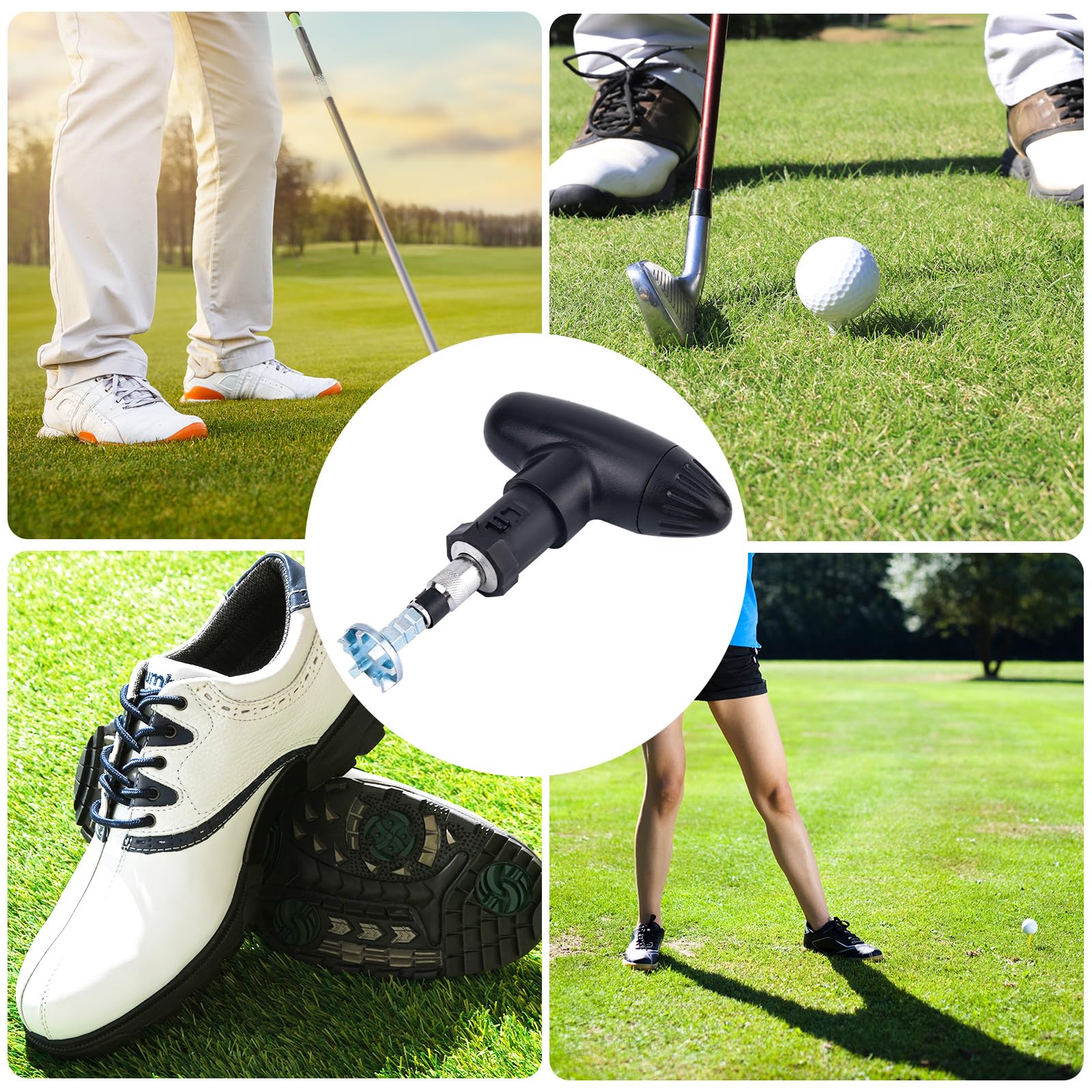 Llave Tacos Zapatos de Golf, Mango Hierro y Plástico Universal Extractor Clavos con Mecanismo Trinquete Herramienta Ajuste Calas Golf para Facilitar el Reemplazo de las Calas