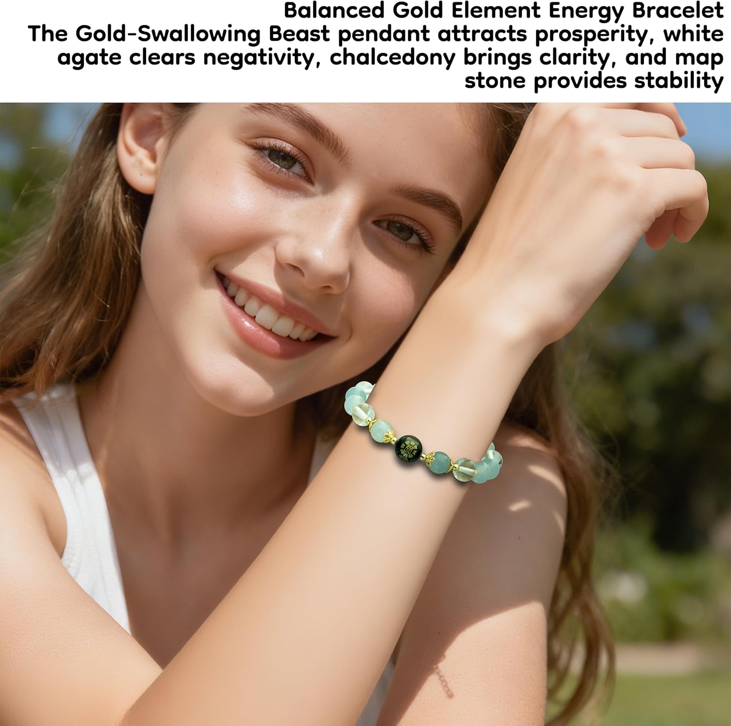 Five Elements Feng Shui Bracelet for Women – Crystal Beaded Energy Bracelet with Imperial Palace-Style Gold-Swallowing Beast, Good Luck, Wealth & Positive Energy - Image 3