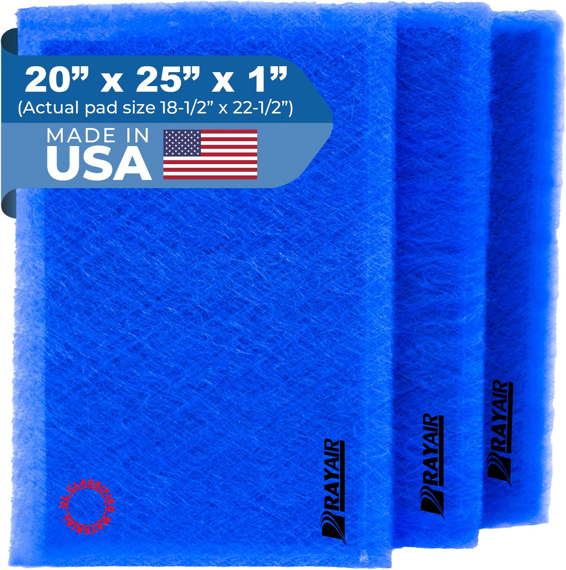 RayAir Supply 20x25 Replacement Filter Pads Compatible with Dynamic Air Cleaner 20X25 Refill (3 Pack), Made in USA