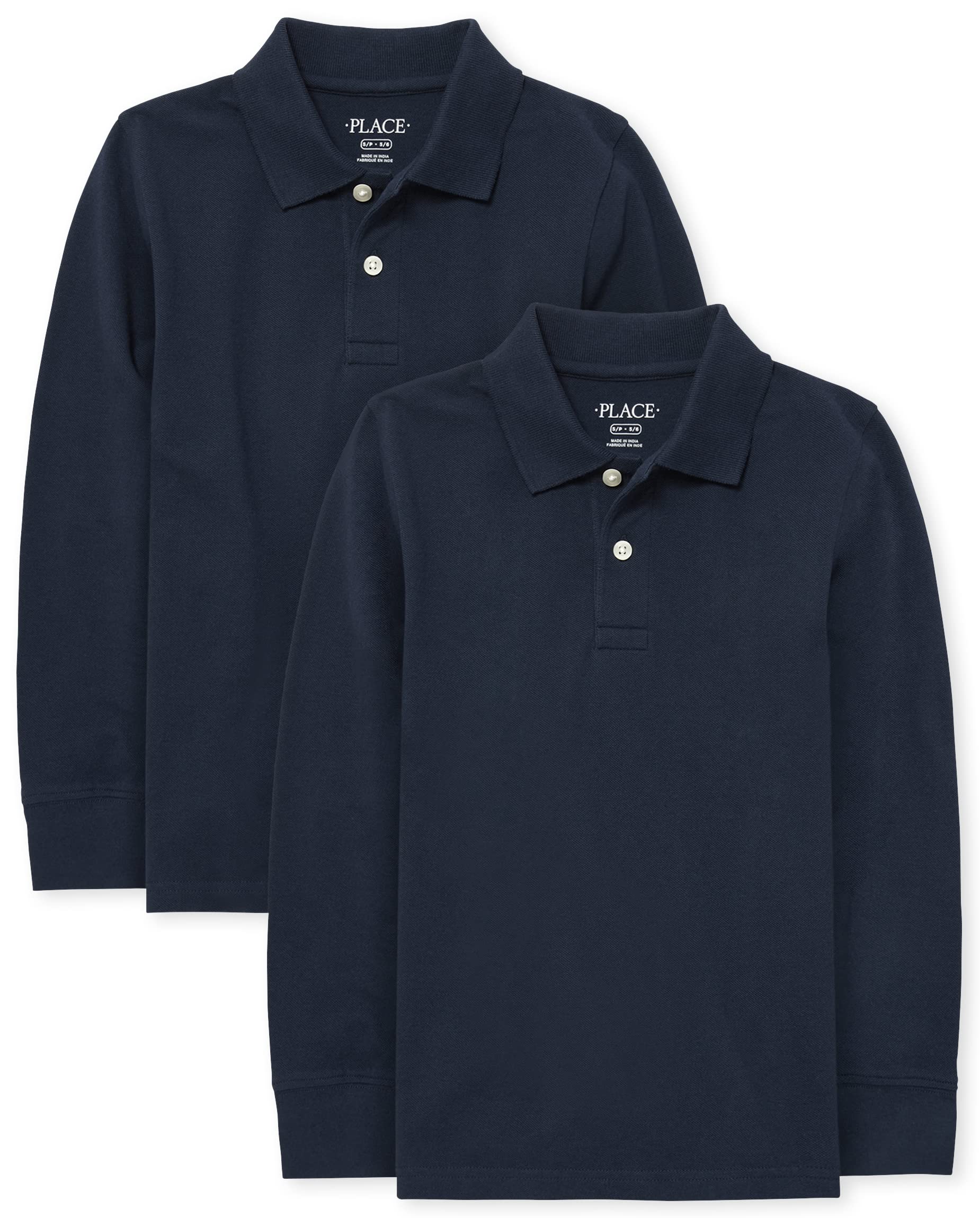 The Children's Place Boys Uniform Long Sleeve Pique Polo