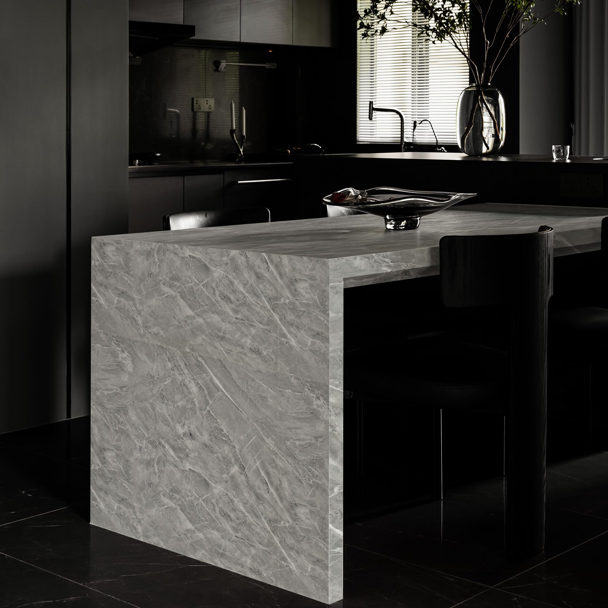WADLE - Piastrelle adesive da parete per doccia, impermeabili, in marmo, 60 x 60 cm, autoadesive, confezione da 20, colore grigio