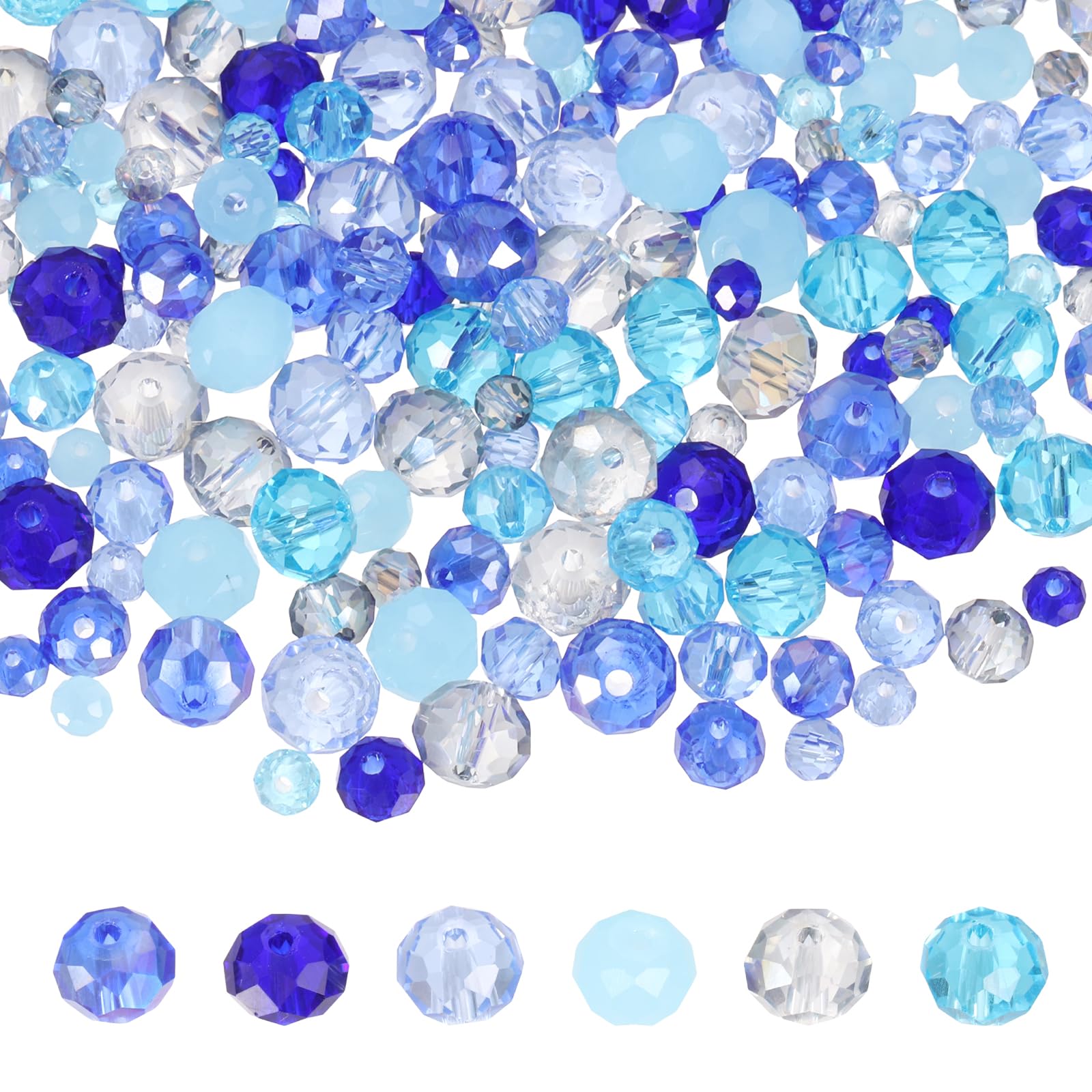 Perles en verre rondelles facettées bleues pour fabrication bijoux colliers PATIKIL