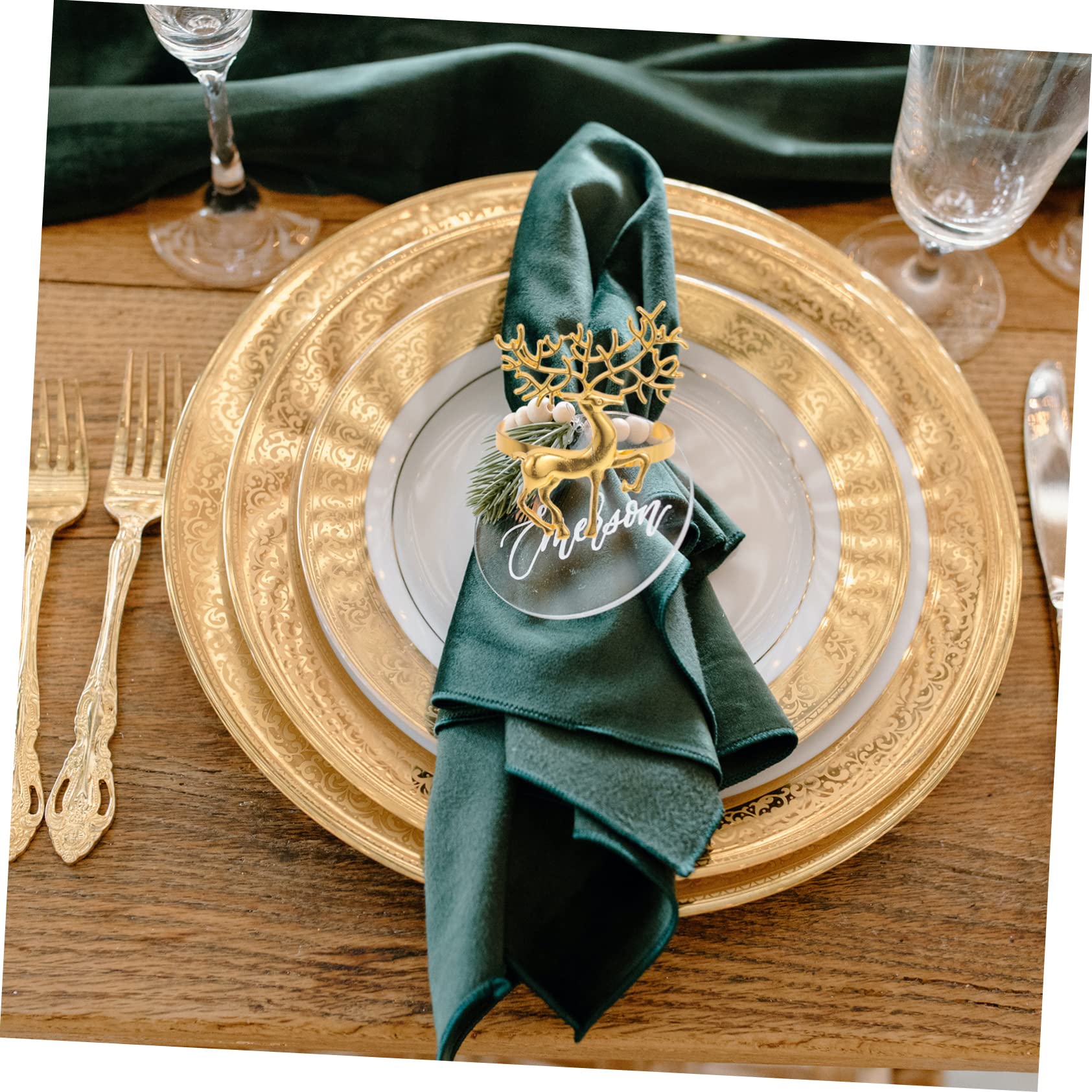 Alipis 24 Pz Portatovaglioli tavolo da pranzo anelli di tavolo delle renne Portatovaglioli natalizi anello decorazioni per tovaglioli di portatovaglioli unici lega Golden