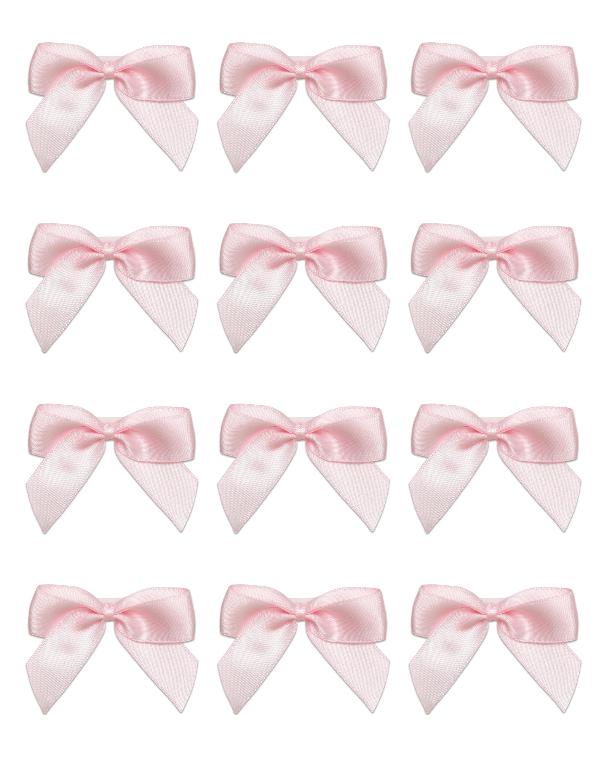 Italian Options Small Satin Ribbon Bows, Self Adhesive Bow Decorations for Crafts, Gift Wrap, Hampers, Hair Bows, Wedding Stationery, Floristry, Christmas, Cakes, Crafting, Pale Pink, 24 Pack, 5 cm — image 1
