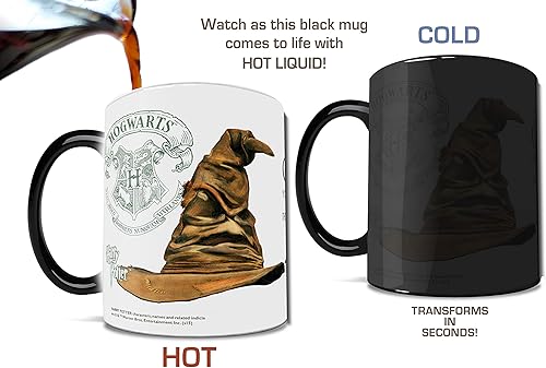 Miniatura 6 de Morphing Mugs Harry Potter  Slytherin  Sombrero clasificador Hogwarts  Una taza de cerámica sensible al calor que cambia de color de 11 onzas