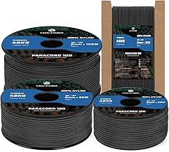 Kamu Synber 2mm Paracord 15M 100% Nylon Corda Paracadute 1 Fili Tipo I per Sopravvivenza, Esterno, DIY | Supporto 45kg | Nero