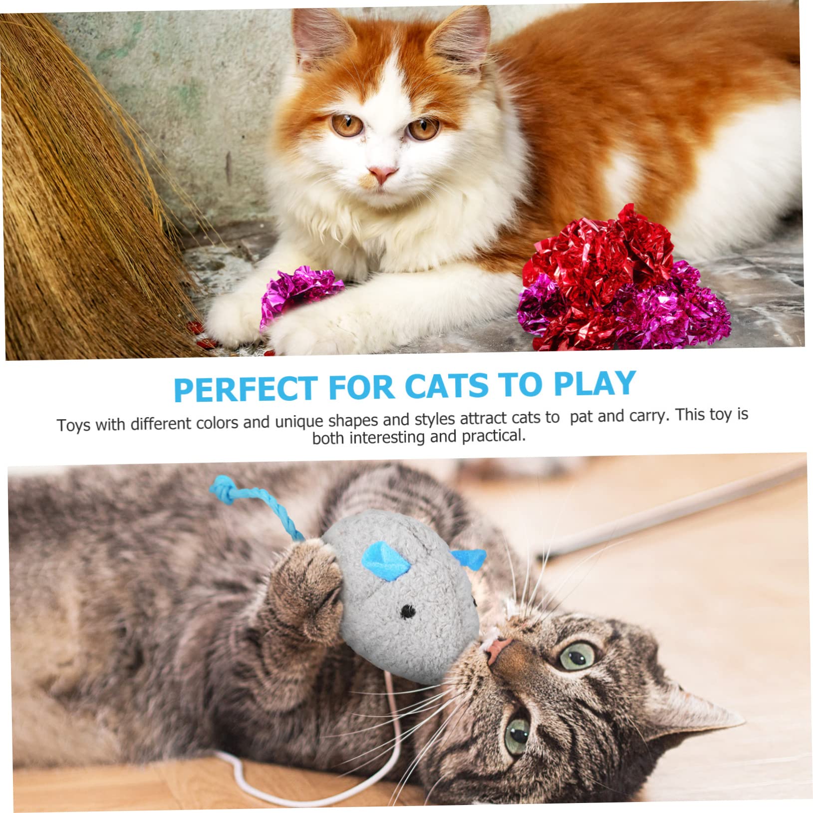 VANZACK 52piezas Juguetes Interactivos para Gatos Ratones De Peluche y Bolas Crinkle para Entretenimiento Interiores