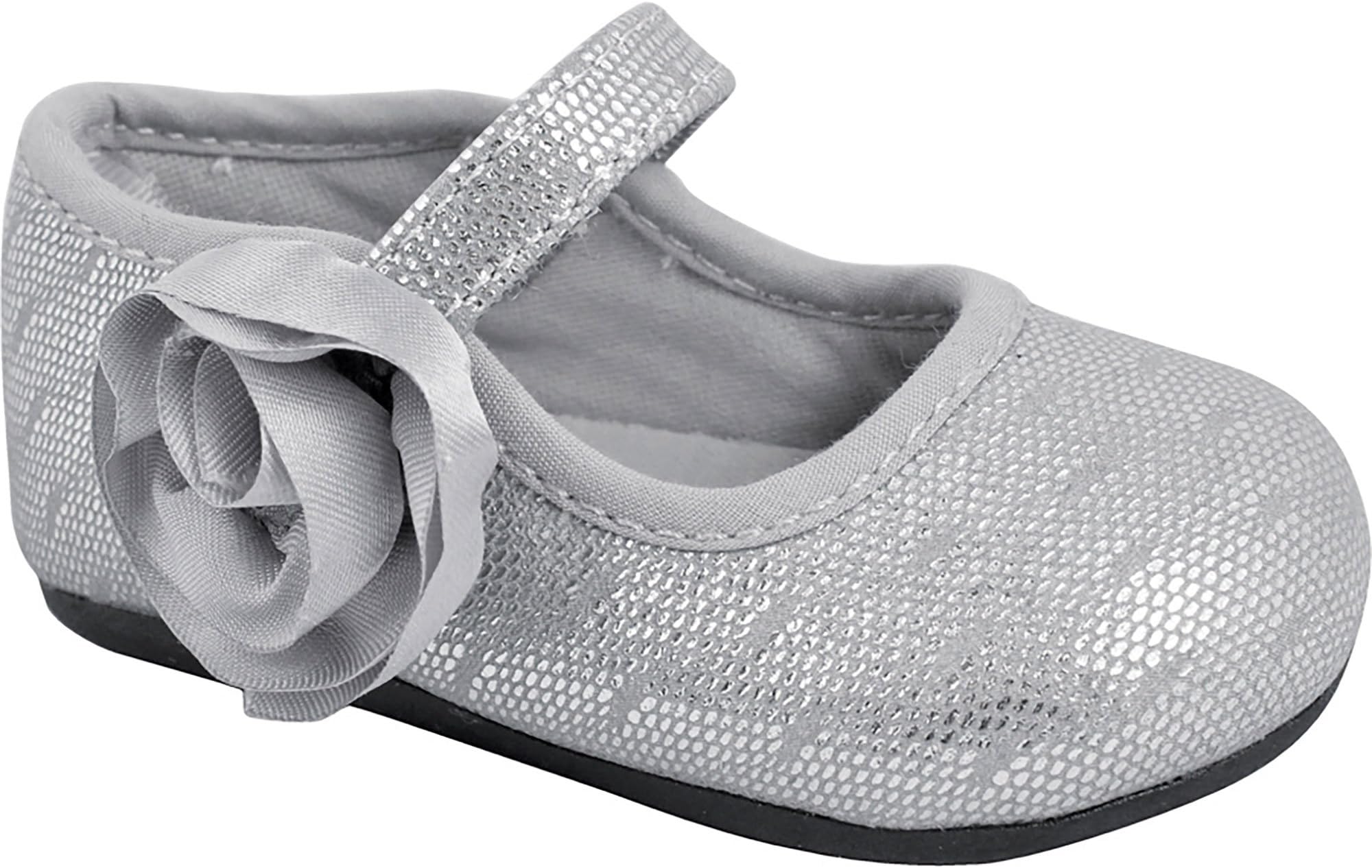 Wee Kids Special Occasion Girls Mary Jane Baby Shoes (Infant Toddler Walking Shoes) Silver or Gold Shoes