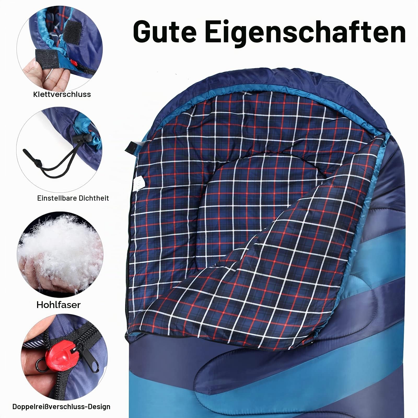 3-4 Jahreszeiten 1,6 kg Flanell Schlafsack Bedeckt Winter, Herbst, Frühling, Hergestellt aus Hohlfaser und, Hautfreundlich Wasserabweisend