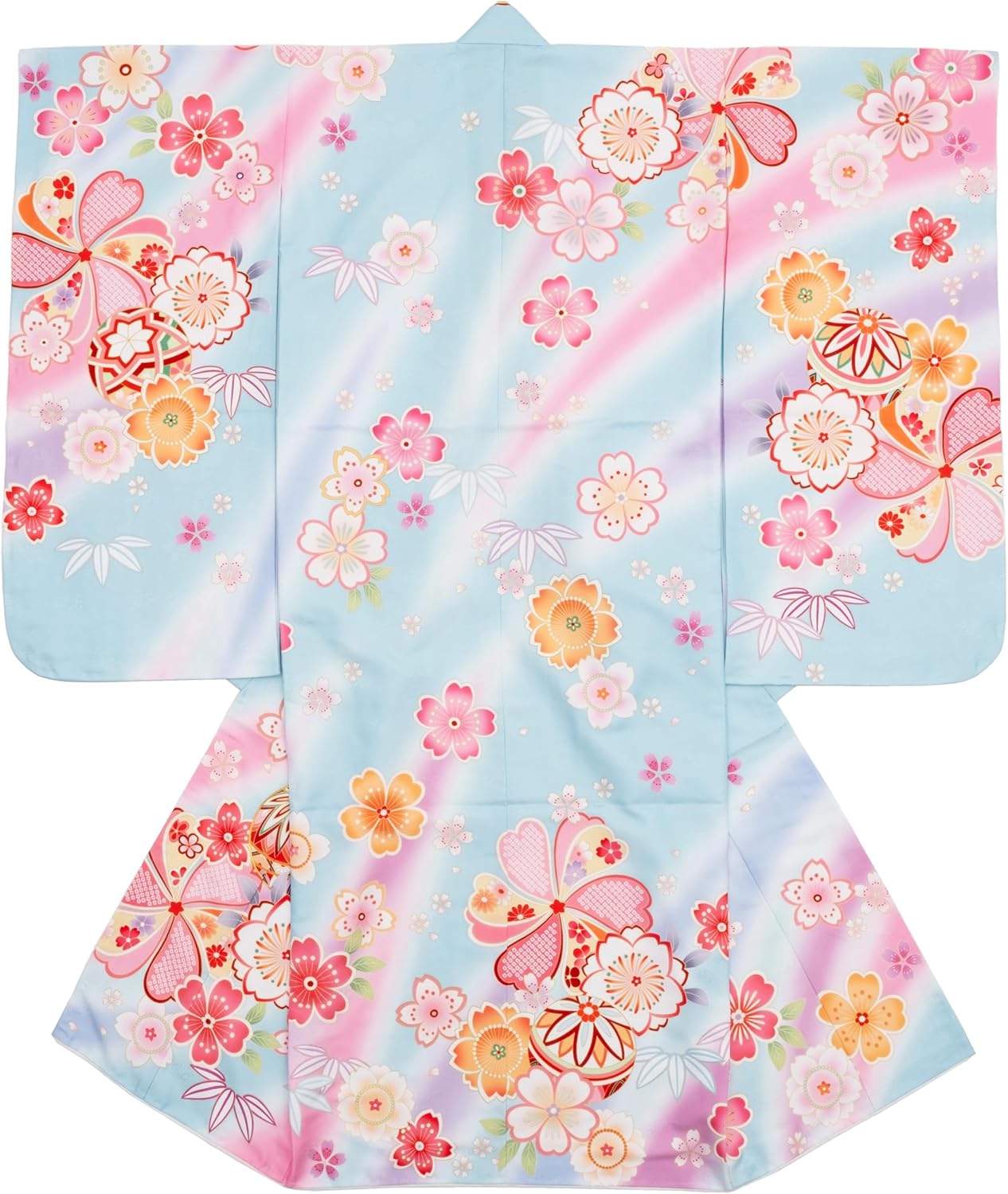 七五三 7歳 正絹綸子 セミアンティーク 着物 帯 バッグ 草履 小物