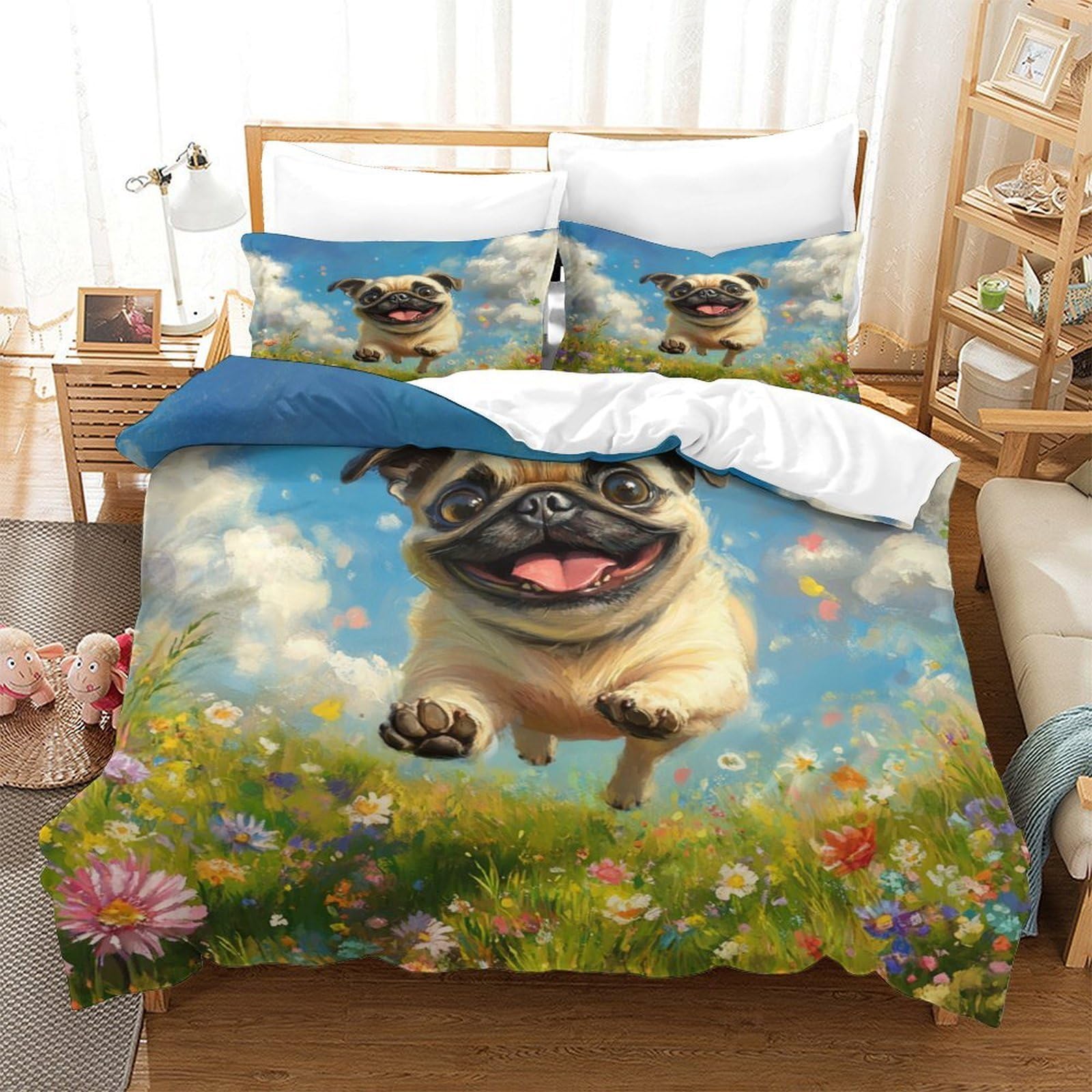 Housse de couette microfibre hypoallergénique imprimée crâne 3D 200x200 cm avec fermeture éclair