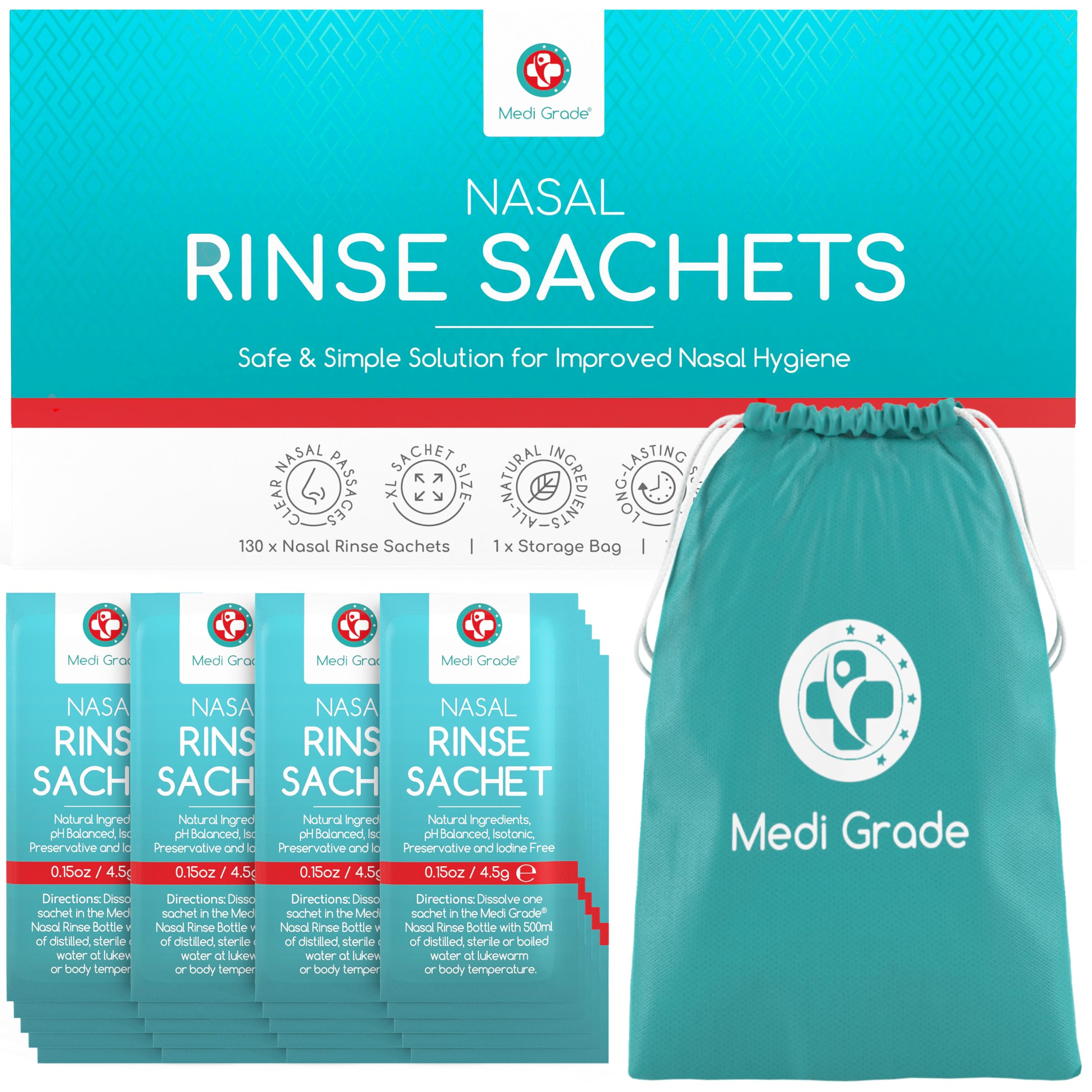 Buy Medi Grade Saline Nasal Rinse Salt Sachets for Nasal Irrigation, 4