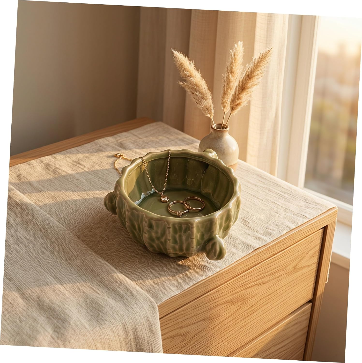 2pcs Cute Cactus-shaped Ceramic Paper Clip Holder for Office Desk Decor, Green Decorative Desk Organizer with Easy Cleaning and Space-saving Design, for Home and Office Use