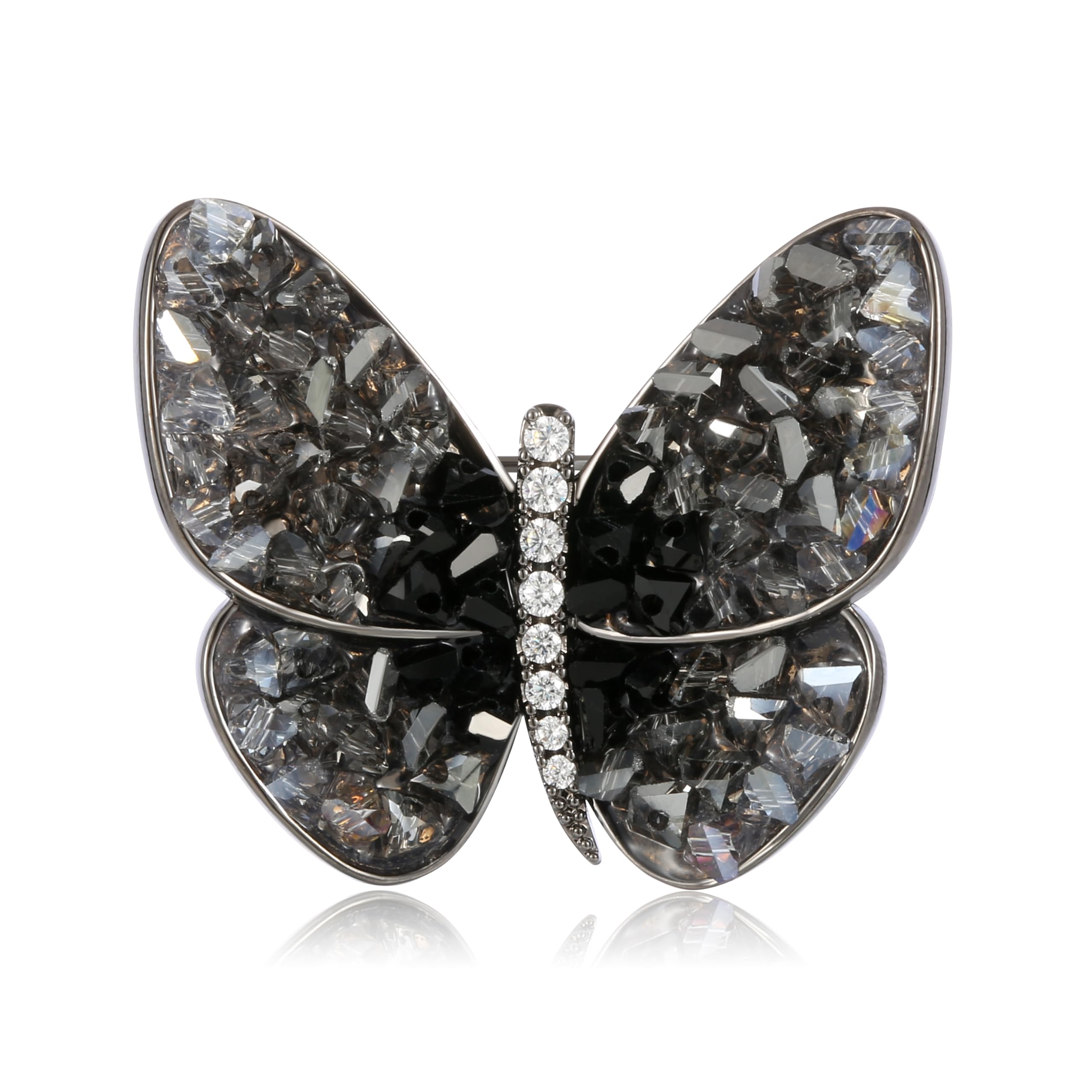 GenericLYLYMIMI Black Butterfly Diamond Brooch Pin for Women Girl Black and Gray Gradient Diamond Brooch Pins Dress Accessories Unisex Delicacy Birthday Christmas Party Gift