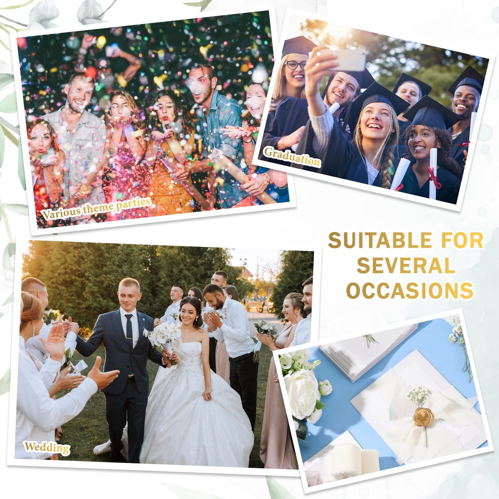 Tazuxetuqe 50 Sets Hochzeitseinladungen Hüllen Set Vorgefaltet Pergament Umschläge Für 13 x 18 cm Einladungen Selbstklebende Gold Siegel Aufkleber Getrocknete
