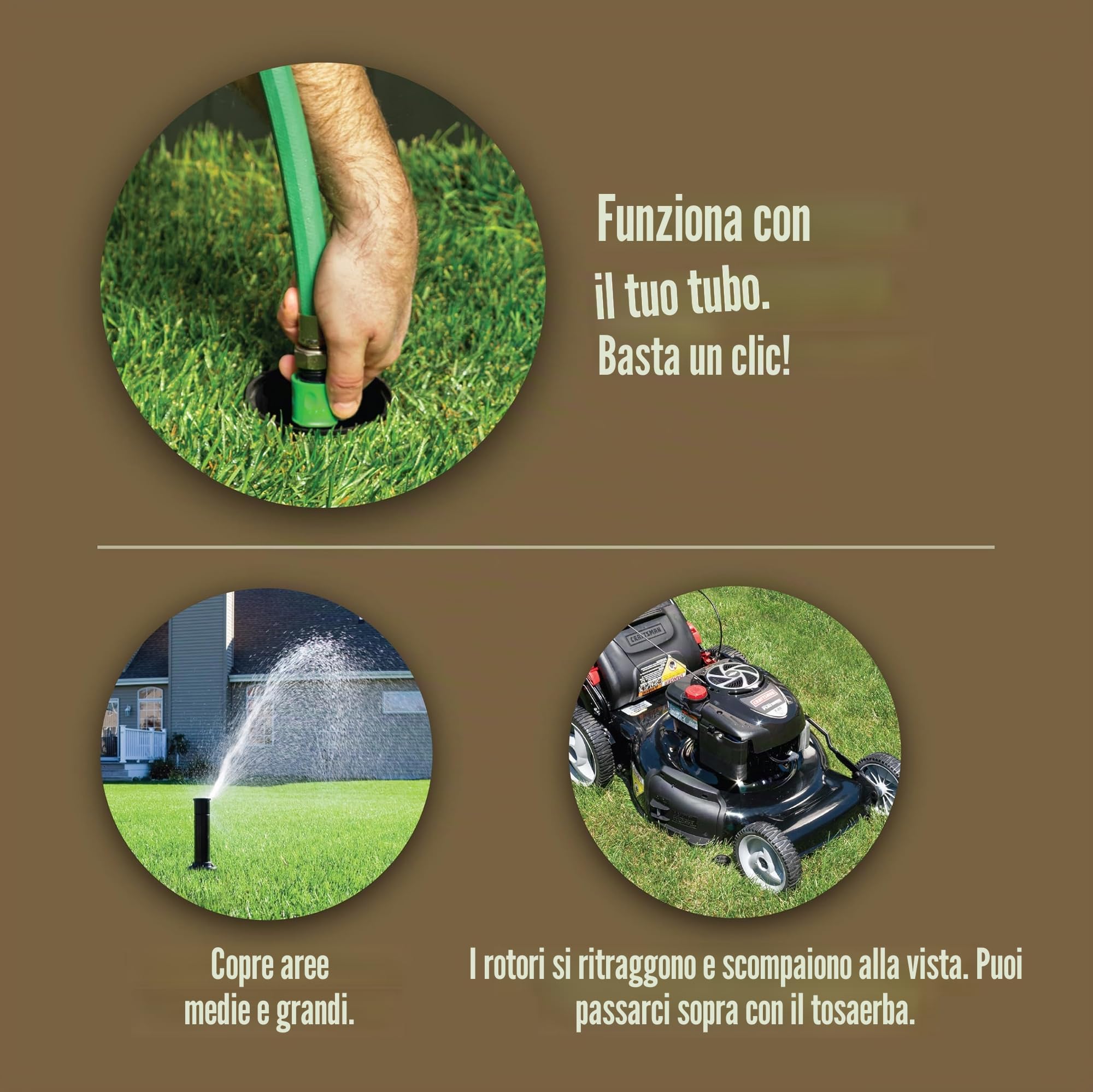 Rain Bird 32HE In-Ground Pro Rotor - Sistema di irrigazione pop-up con attacco per tubo da giardino Click-N-Go