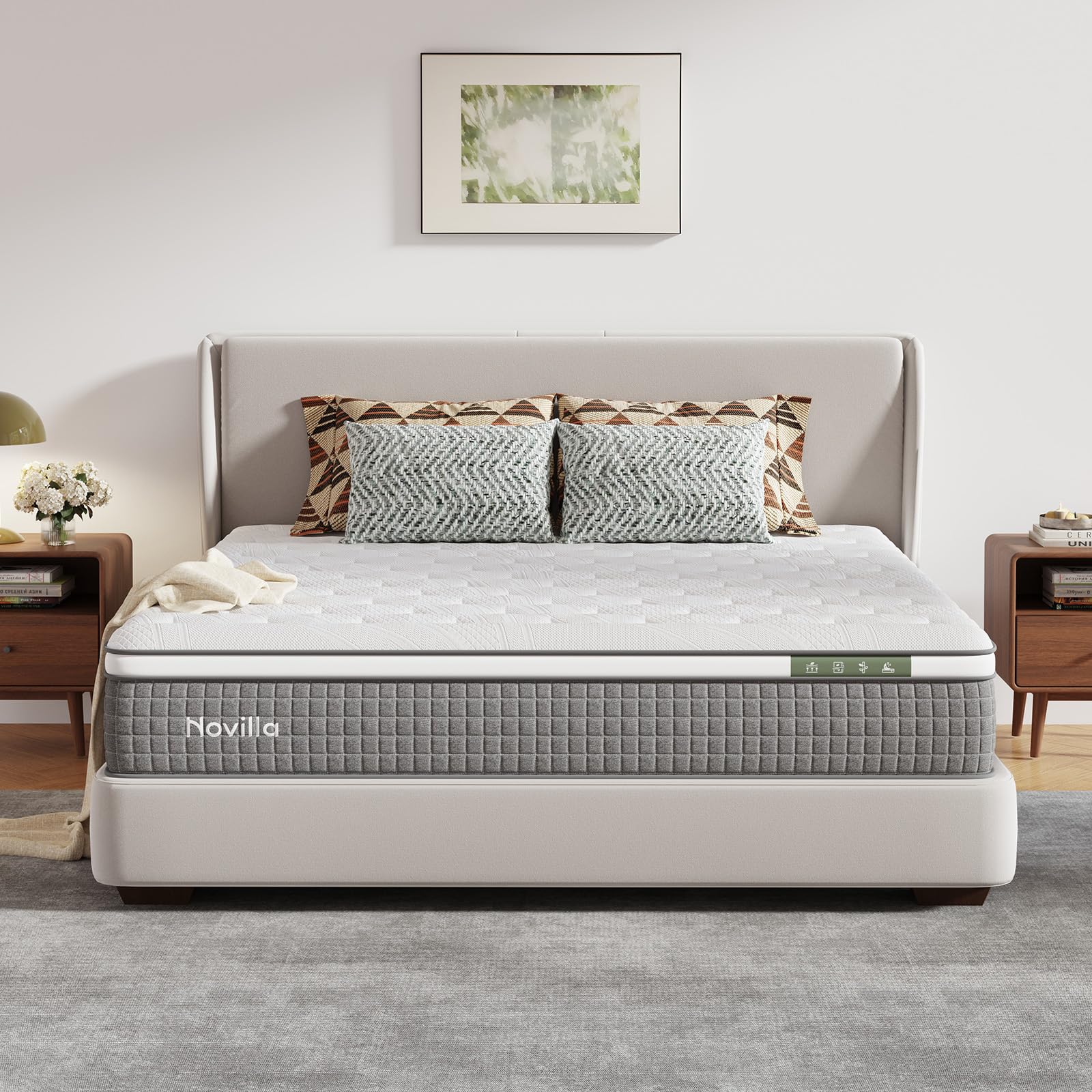 Photo 1 of Novilla 12 Inch King Mattress,Hybrid Mattress King Size with Silky Cool Fabric, Gel Memory Foam & Pocketed Coils for Motion Isolation & Refreshing Cool Nights CertiPUR-US Certified Mattresses in a Box