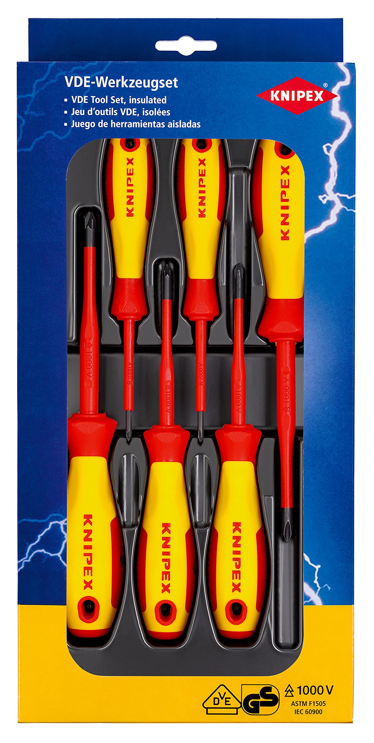 Knipex 00 20 12 V03 6 Piece VDE Phillips & Pozi Slim Screwdriver Set