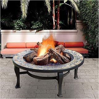 Fire Pits Outdoor Wood Burning Outdoor Fire Tables Slate Barbecue Table, Courtyard Round Stone Table, Charcoal Barbecue Grill, for Backyard Garden Camping with Cover BBQ Cooking for Outside Camping