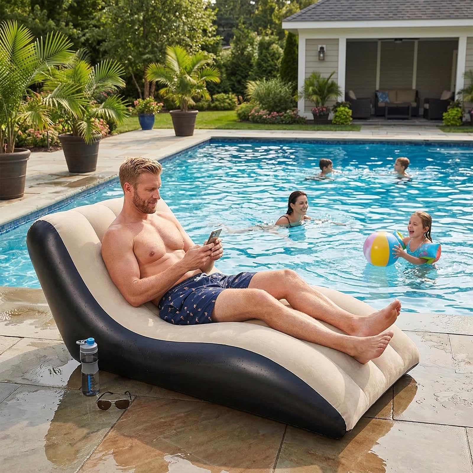 Aufblasbares Sofa, Aufblasbarer Sessel, Wasserdichtes Luftsofa Aufblasbares, Sessel, Sofa und Couch mit Beflockter Oberfläche für Wohnzimmer, Couch Aufblasbar Outdoor Camping