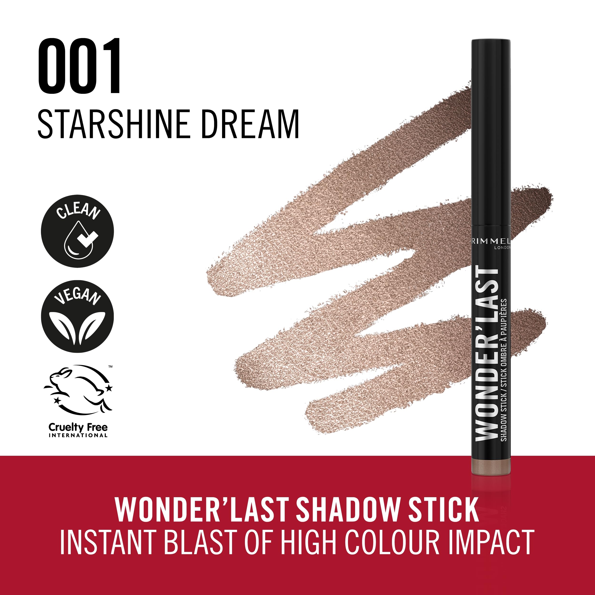 Rimmel Wonder'Last Shadow Stick, 001 Starshine Dream, Easy To Apply, One Swipe Eyeshadow, Lasts All Day, Ultra-Creamy Formula - Image 2