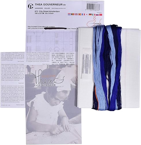 Miniatura 3 de Thea Gouverneur - Kit de punto de cruz con cuentas - City Street Amsterdam - Aida - 16 unidades - Kits de bordado para adultos - Manualidades -